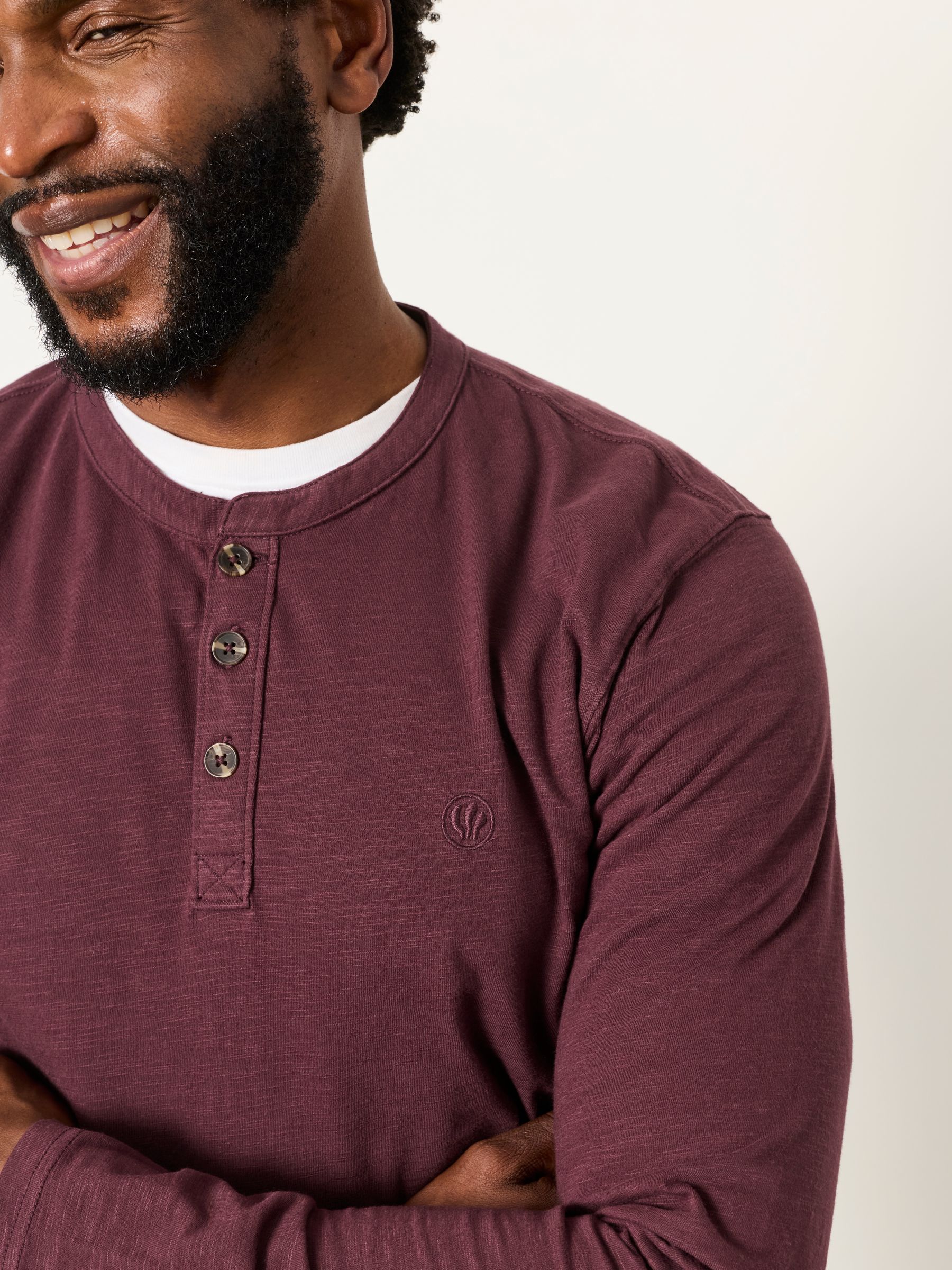 Henley Plum Purple Long Sleeve Woodside T-Shirt - Image 5 of 6