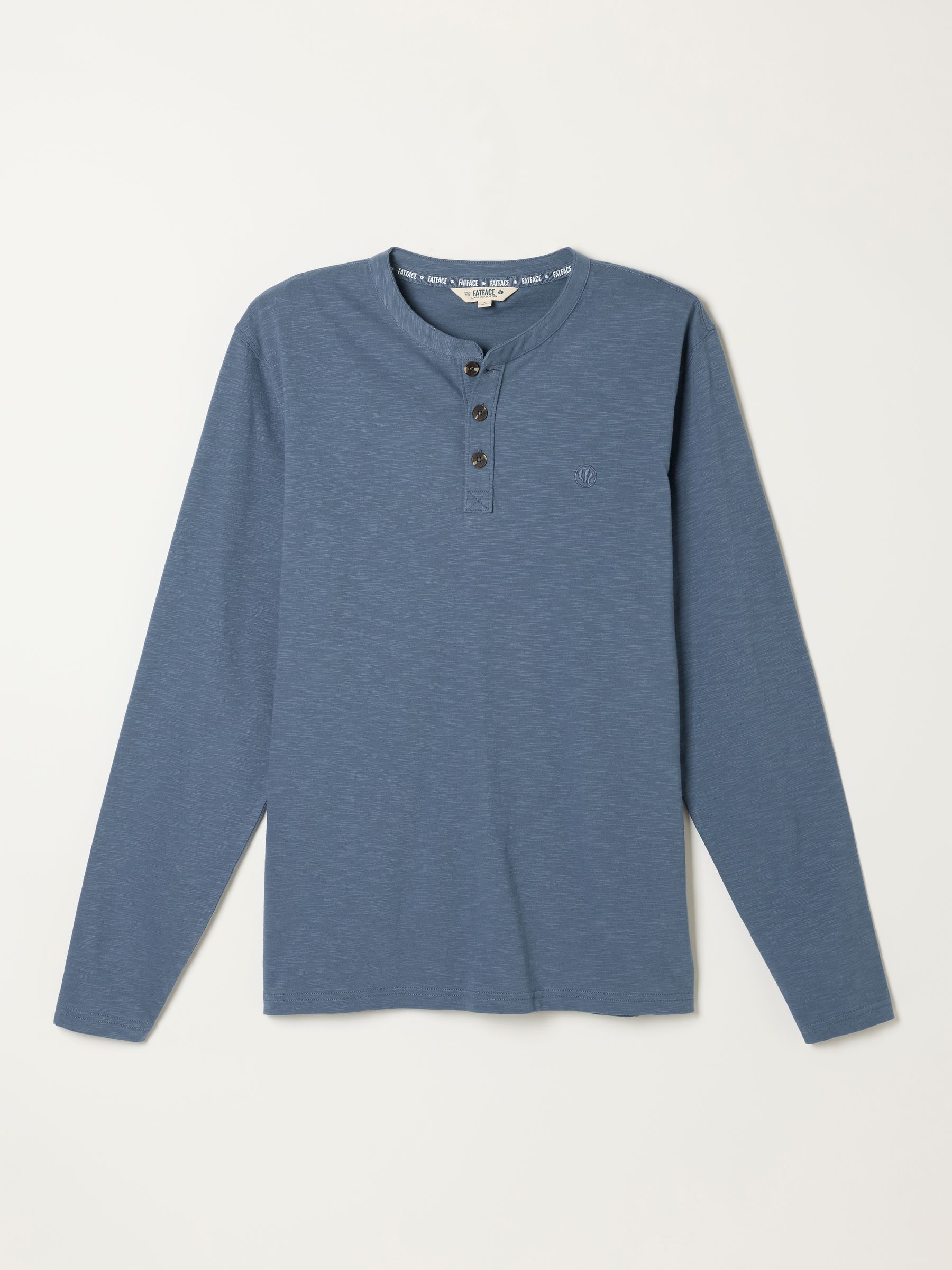 Henley Blue Denim Long Sleeve Woodside T-Shirt - Image 5 of 5
