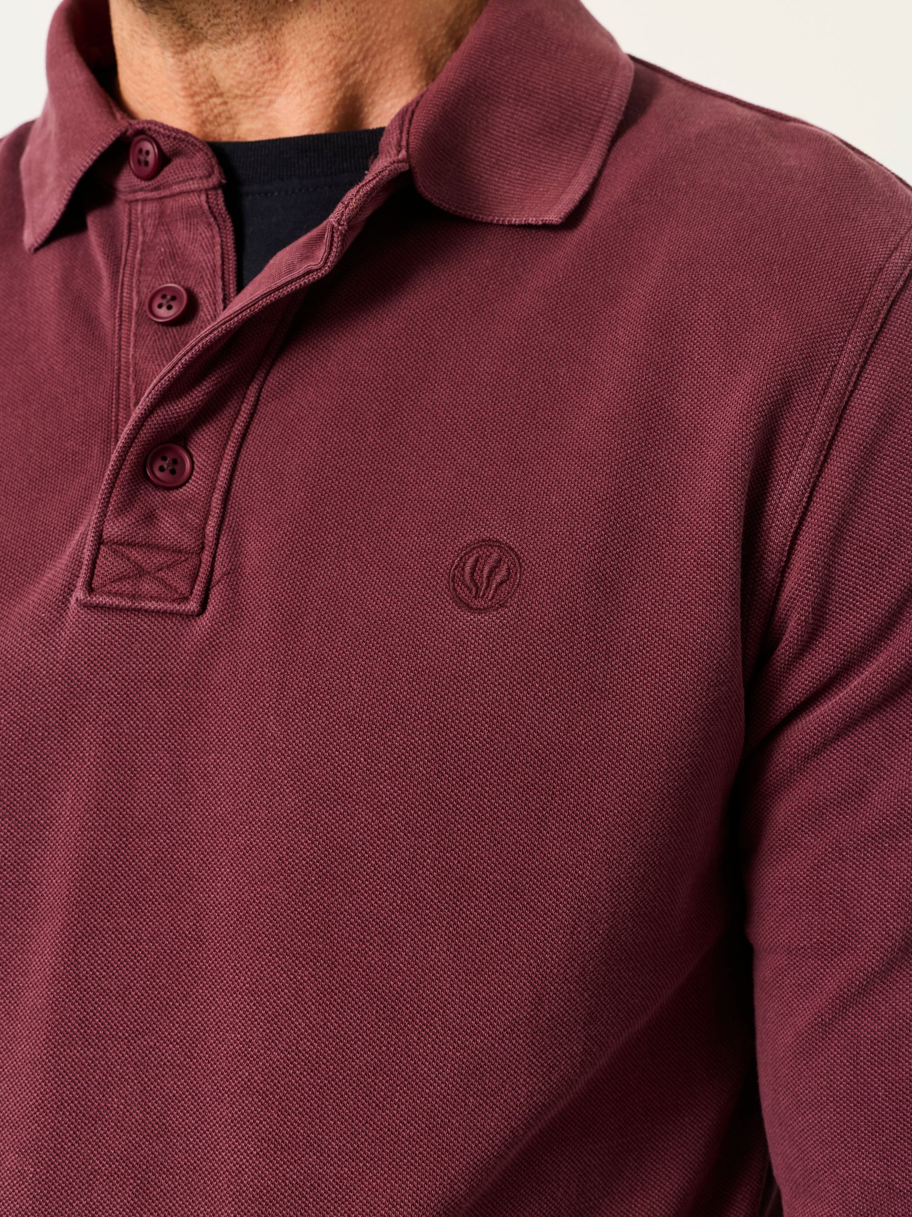 Plum Purple Long Sleeve Pique Polo Shirt - Image 3 of 4