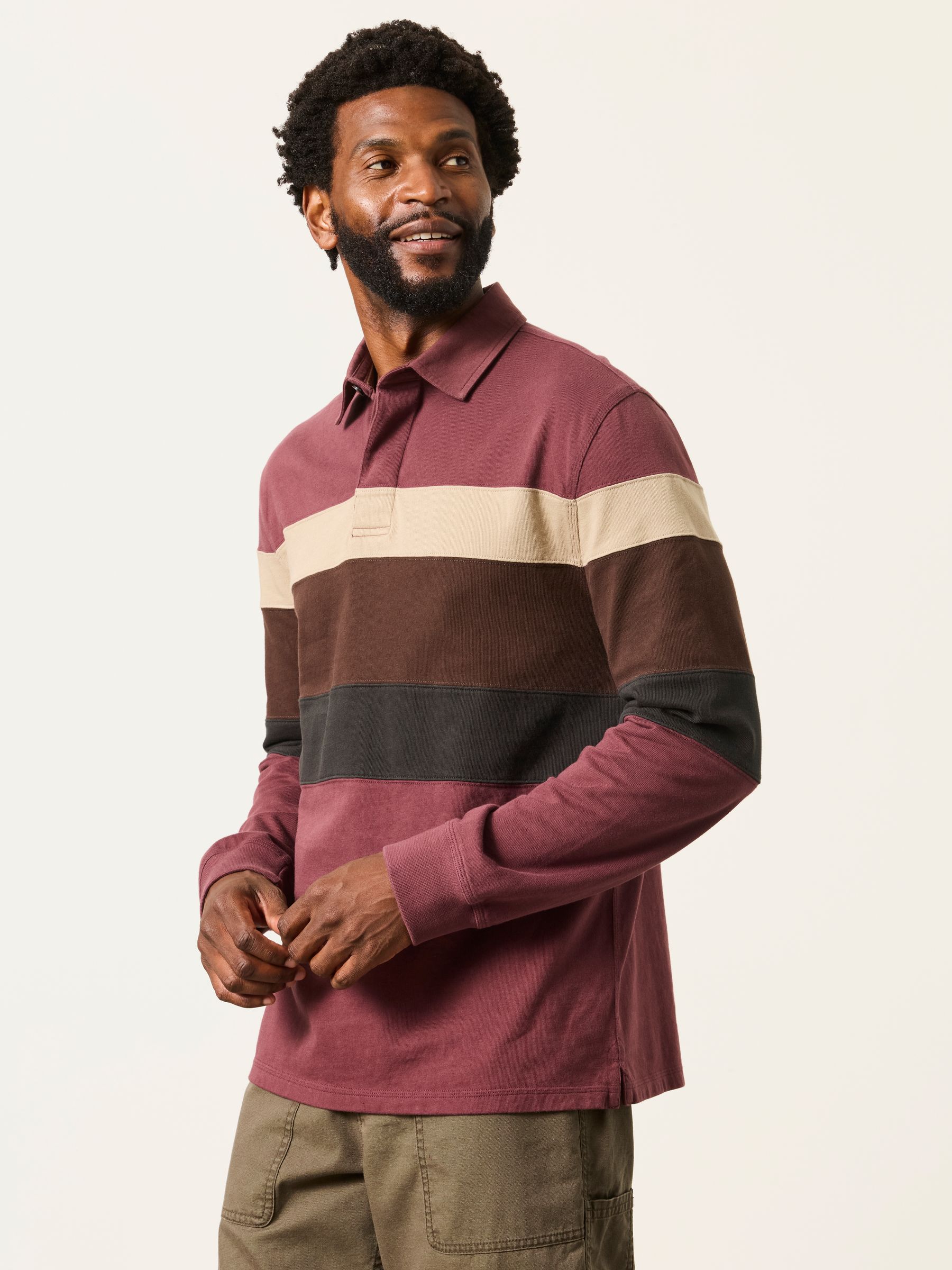 Plum Purple Long Sleeve Chest Stripe Rugby - Image 1 of 6 Plum Purple Long Sleeve Chest Stripe Rugby - Image 1 of 6