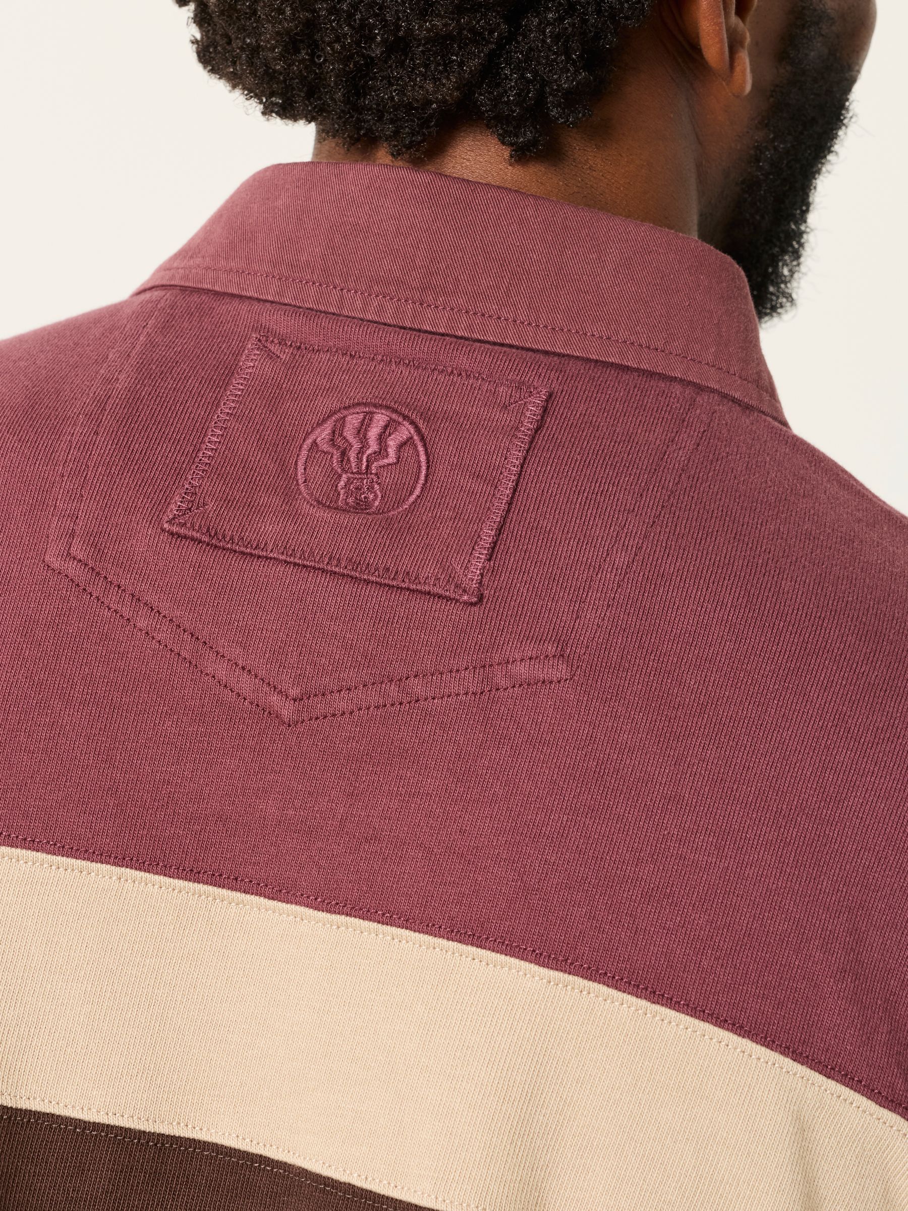 Plum Purple Long Sleeve Chest Stripe Rugby - Image 3 of 6