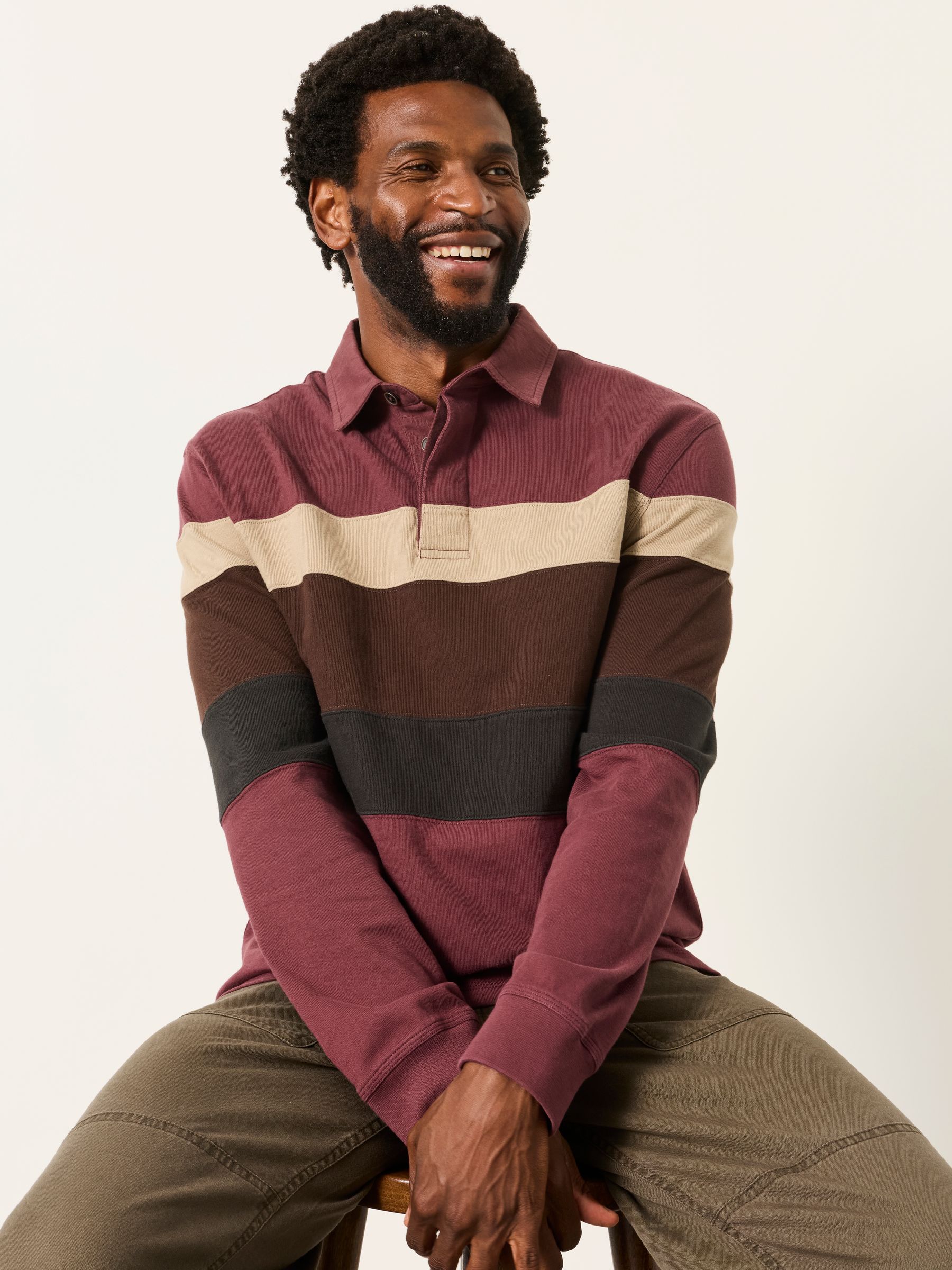 Plum Purple Long Sleeve Chest Stripe Rugby - Image 5 of 6