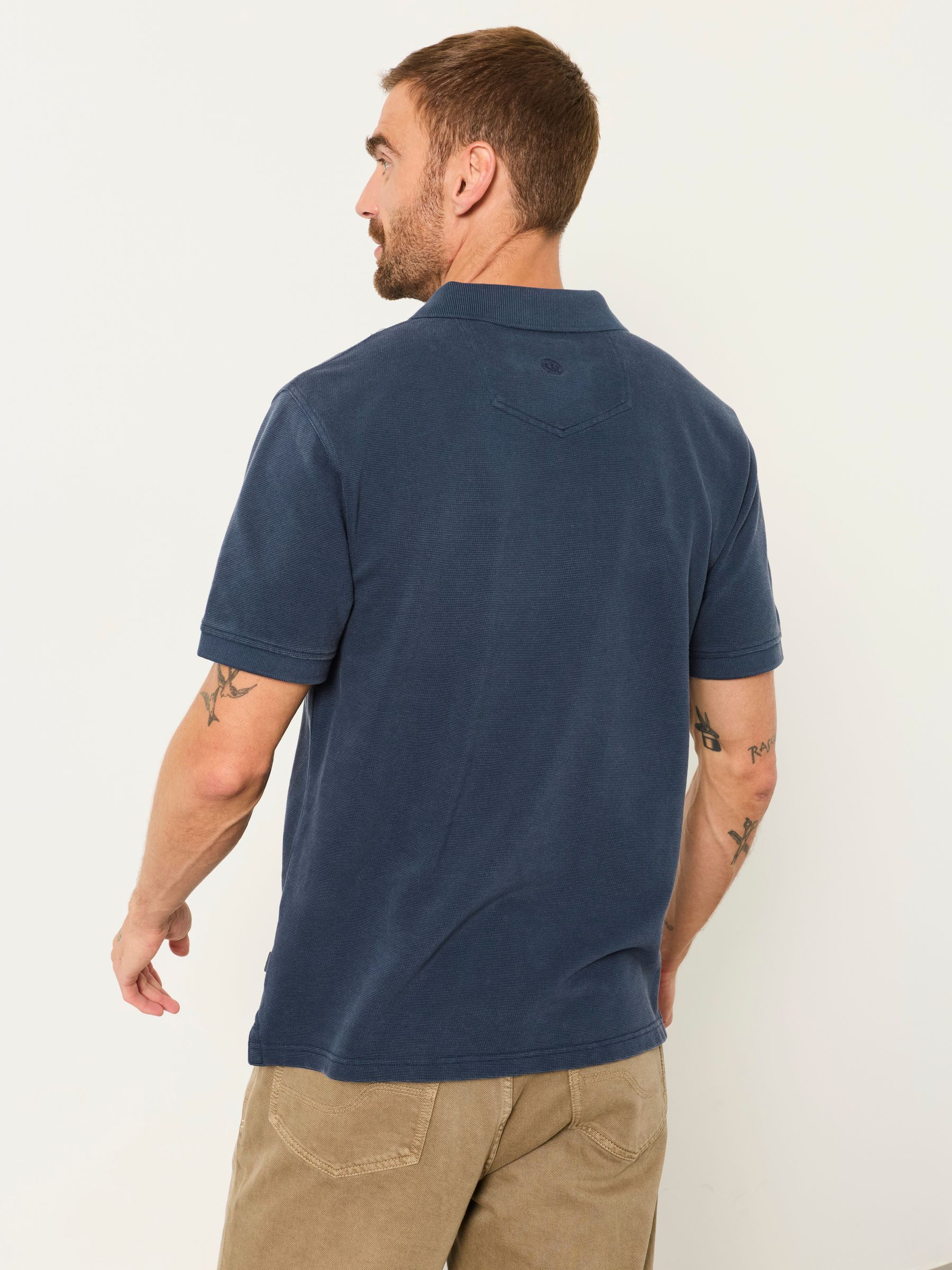 Clifton Navy Colour Block Pique Polo Shirt - Image 2 of 6