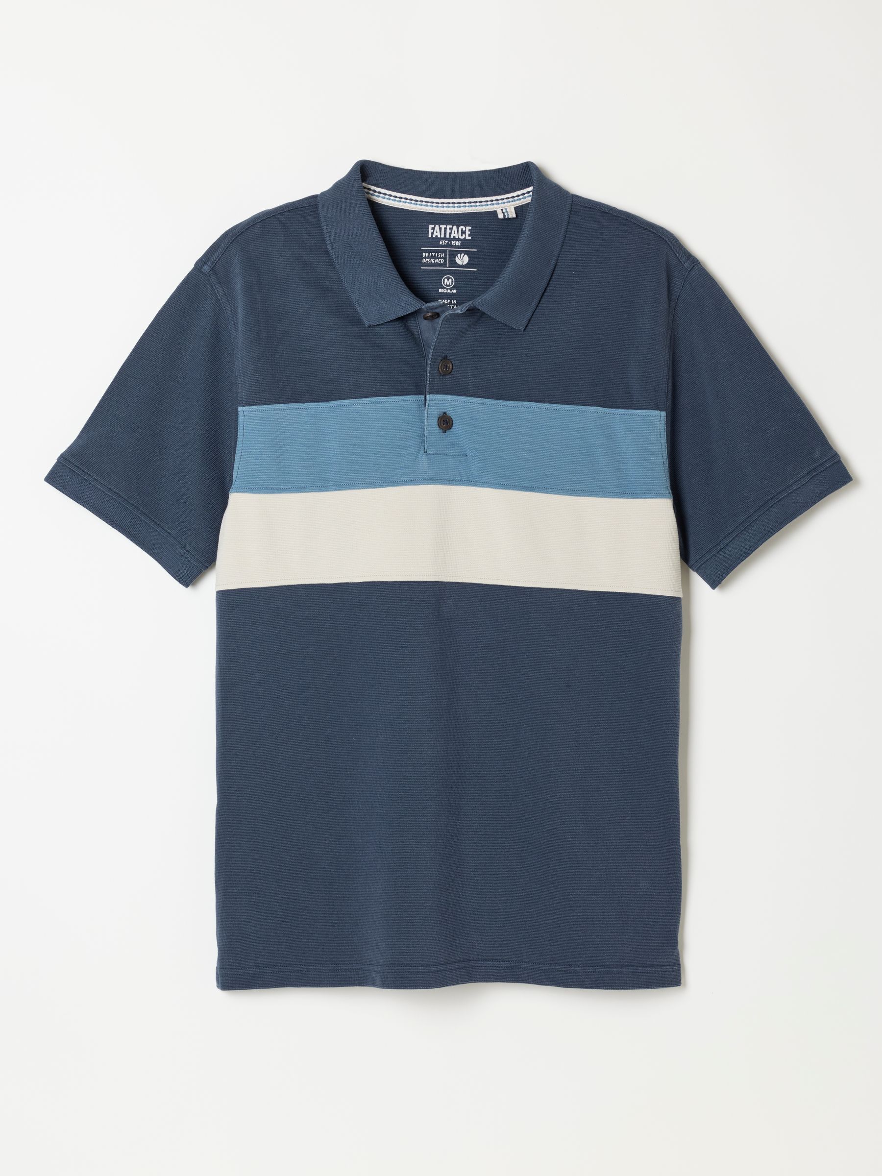 Clifton Navy Colour Block Pique Polo Shirt - Image 6 of 6 Clifton Navy Colour Block Pique Polo Shirt - Image 6 of 6