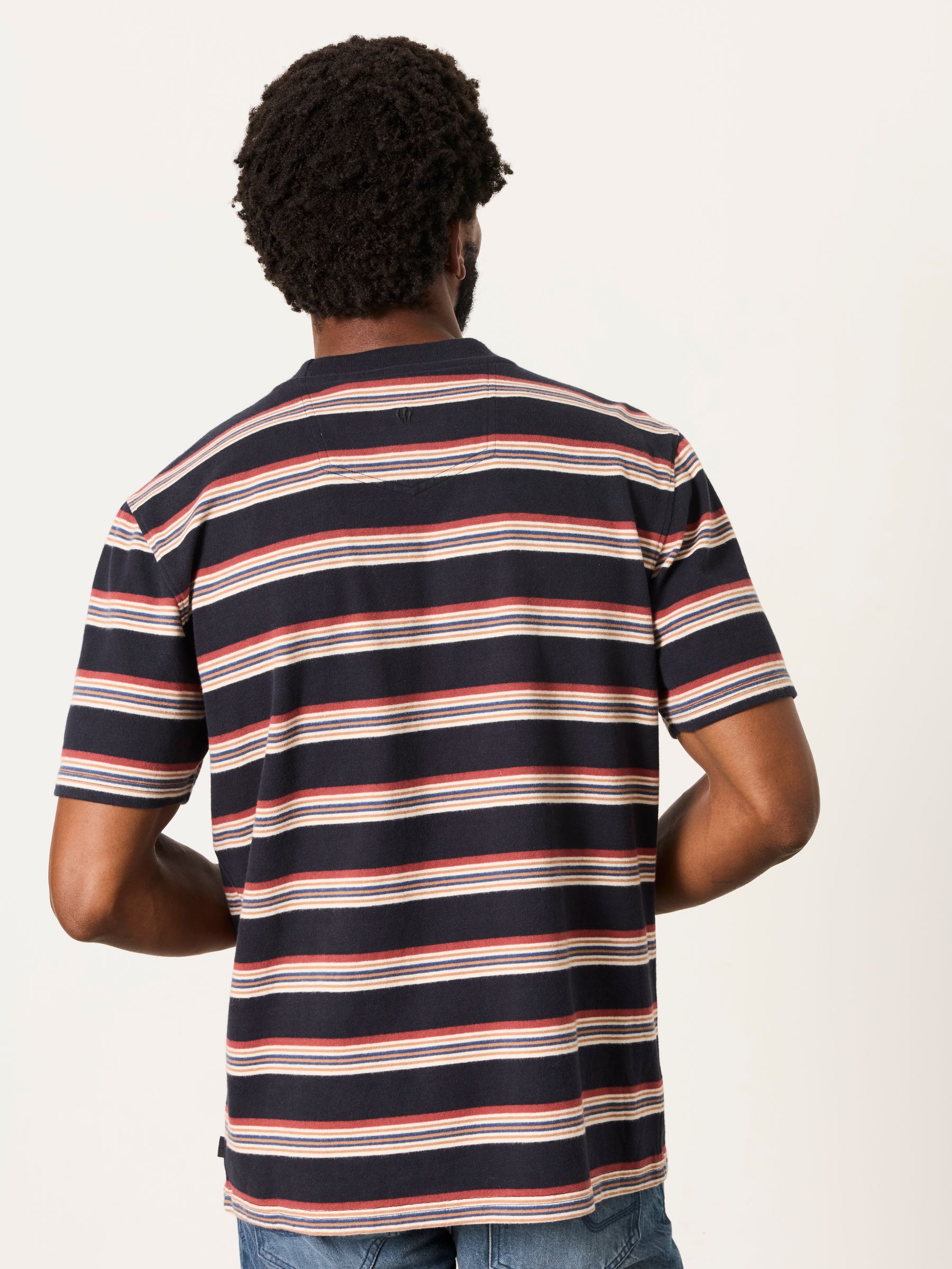 Black Multi Stripe Short Sleeve Relaxed Fit T-Shirt - Image 2 of 6