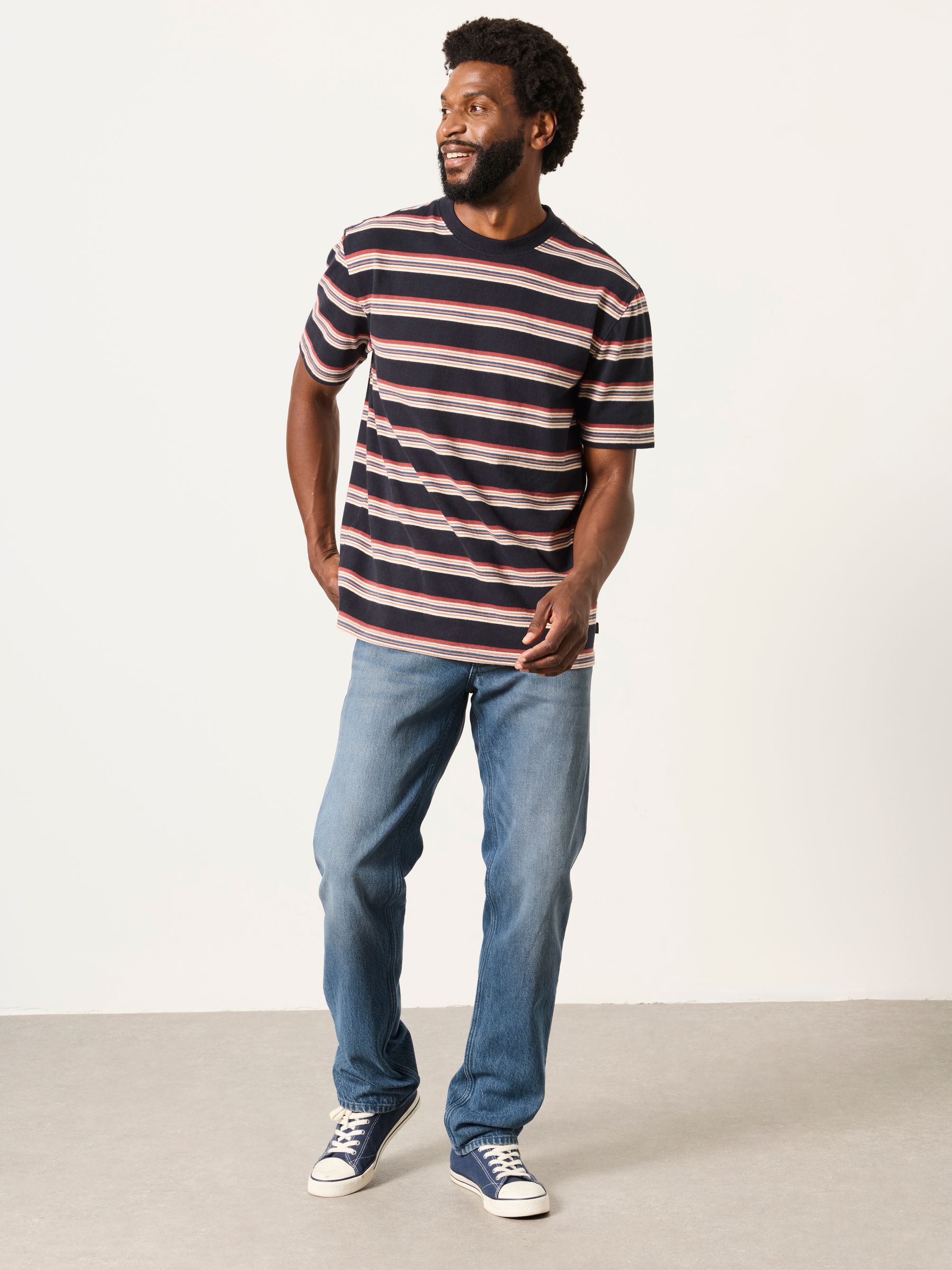 Black Multi Stripe Short Sleeve Relaxed Fit T-Shirt - Image 3 of 6