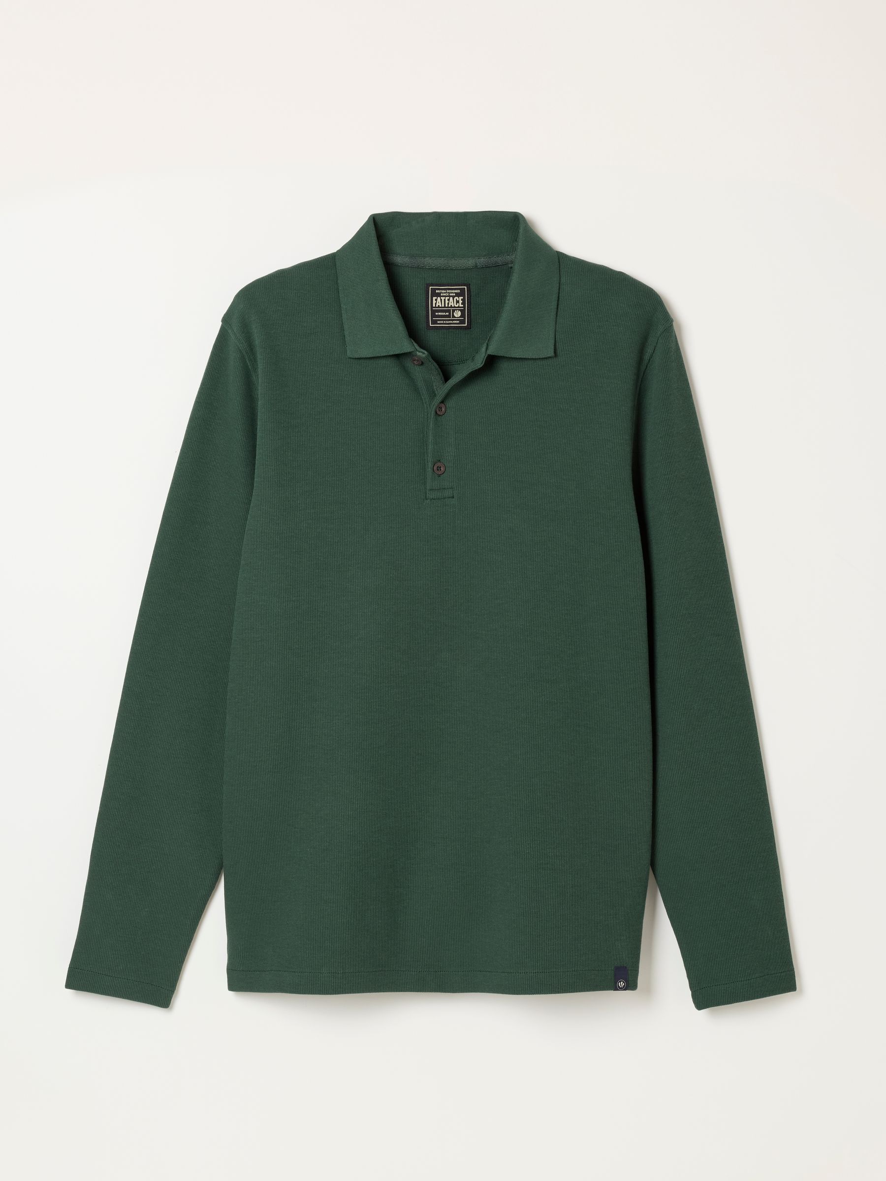 Ayr Dark Green Long Sleeve Ribbed Polo Shirt - Image 5 of 5