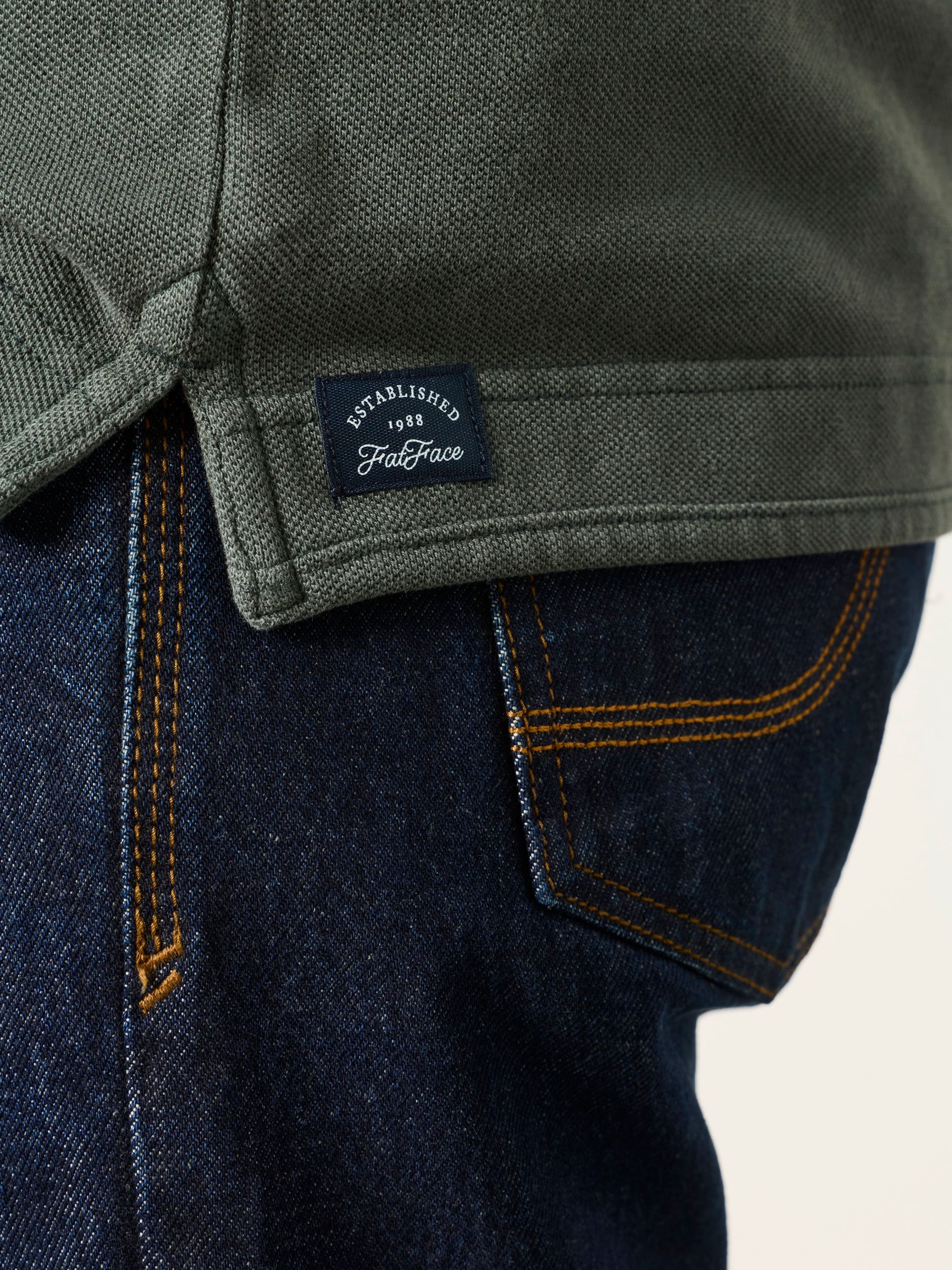 Dark Green Short Sleeve Pique Polo Shirt - Image 3 of 5