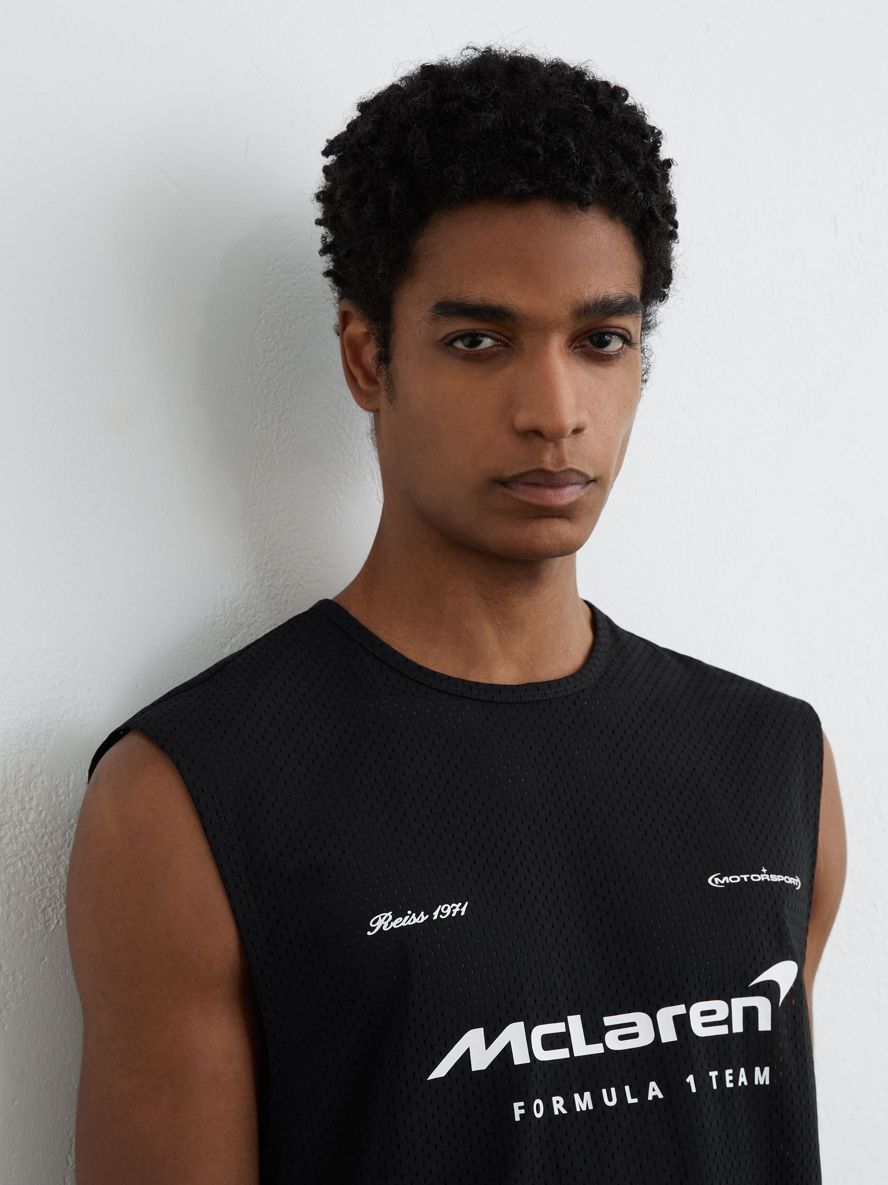 McLaren Racing Logo-Print Mesh Vest in Black - Image 4 of 7