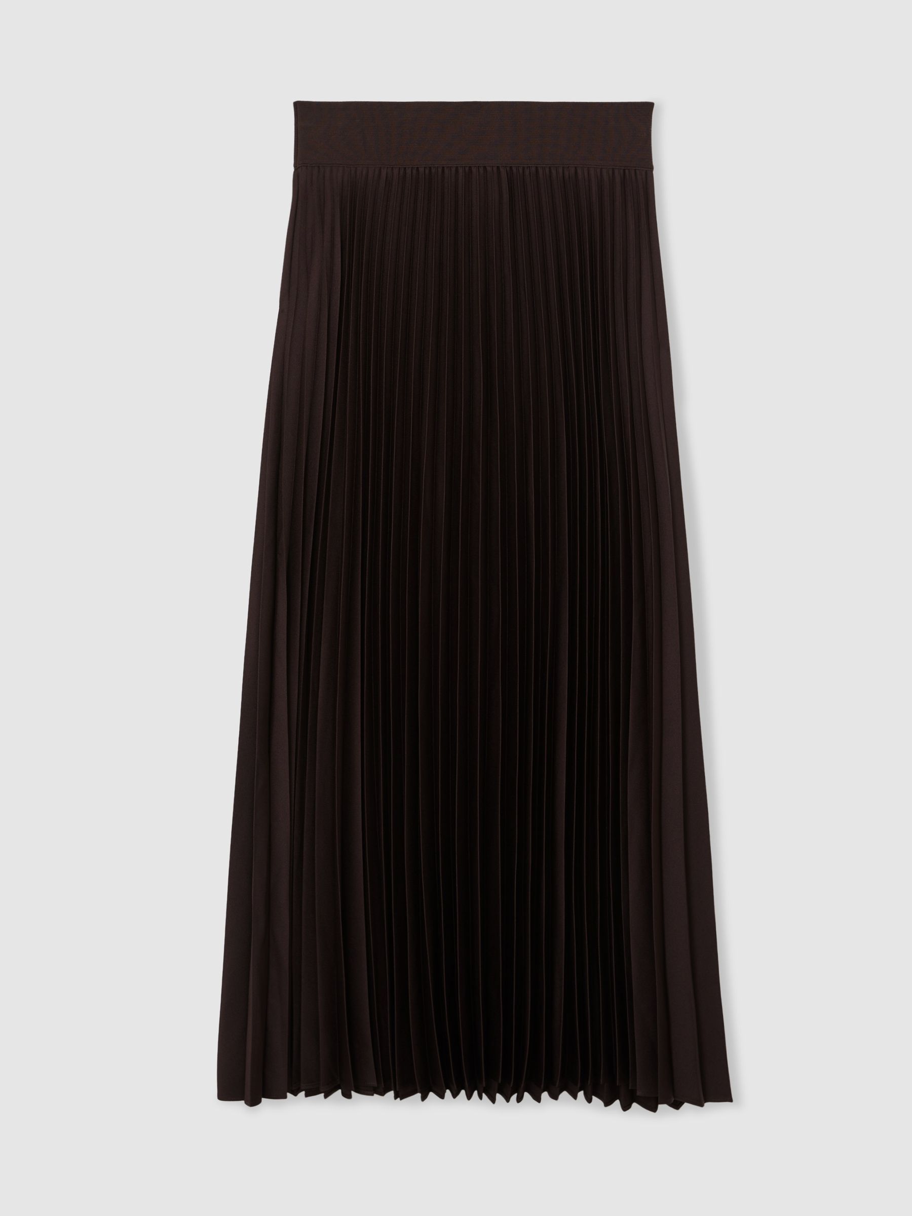 Pleated Midi Skirt in Chocolate Brown - Image 2 of 6