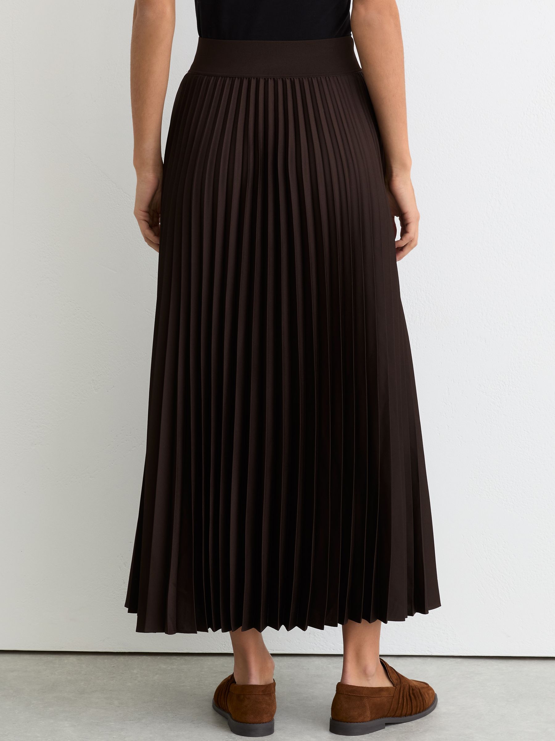 Pleated Midi Skirt in Chocolate Brown - Image 5 of 6