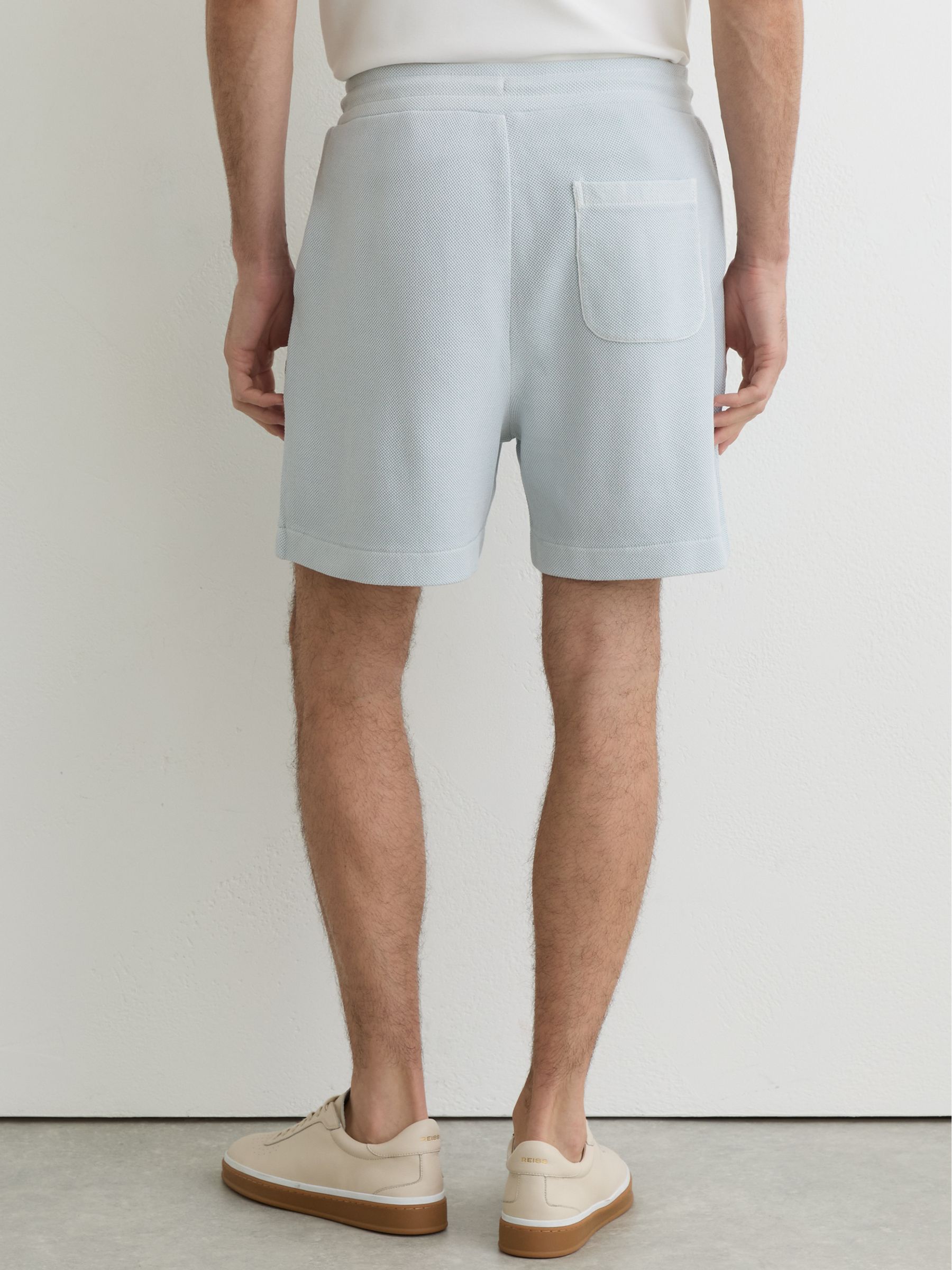 Cotton-Pique Garment-Dyed Shorts in Light Blue - image 4