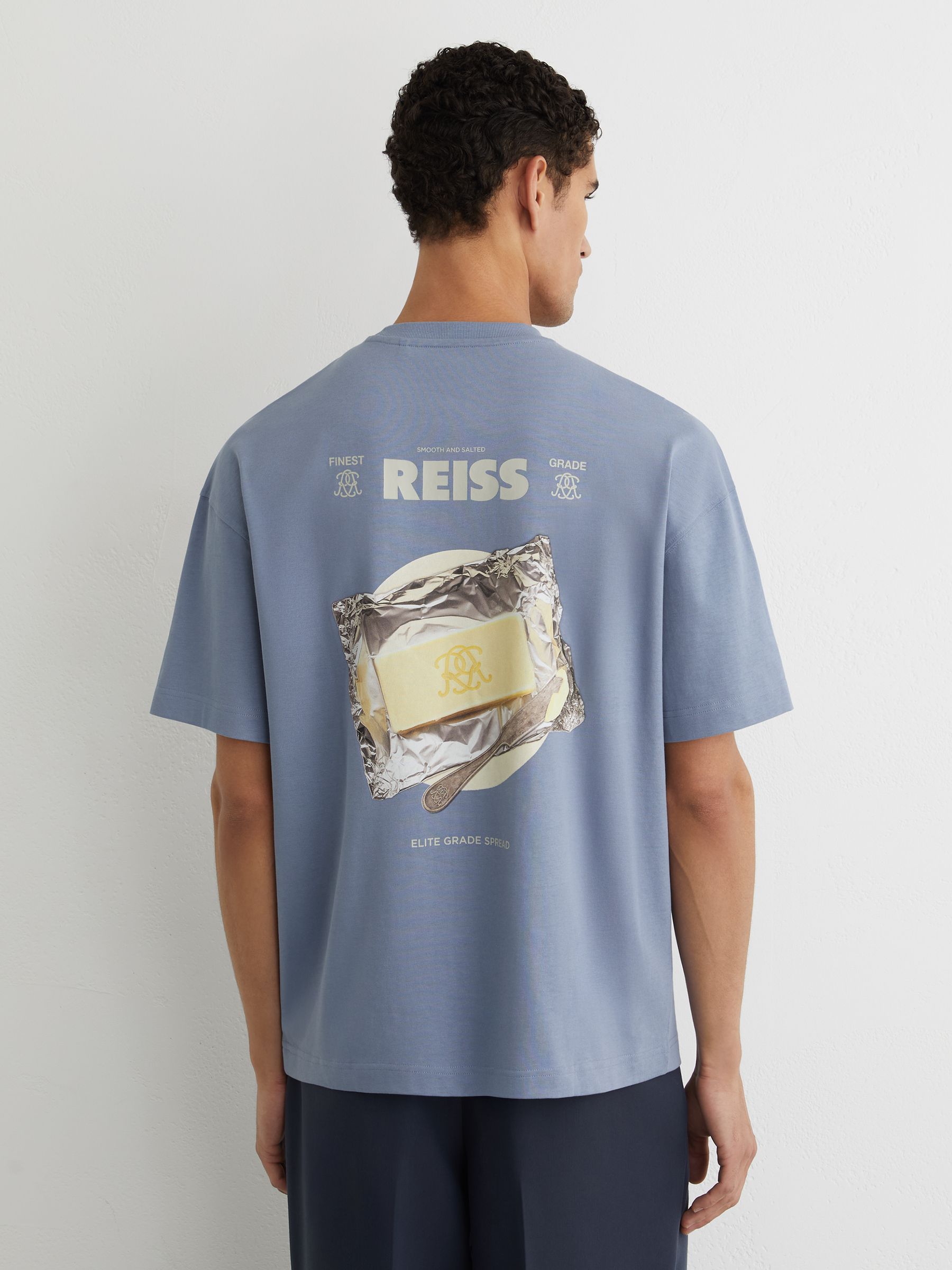 Monogram Butter Relaxed-Fit T-Shirt in Soft Blue - Image 1 of 6