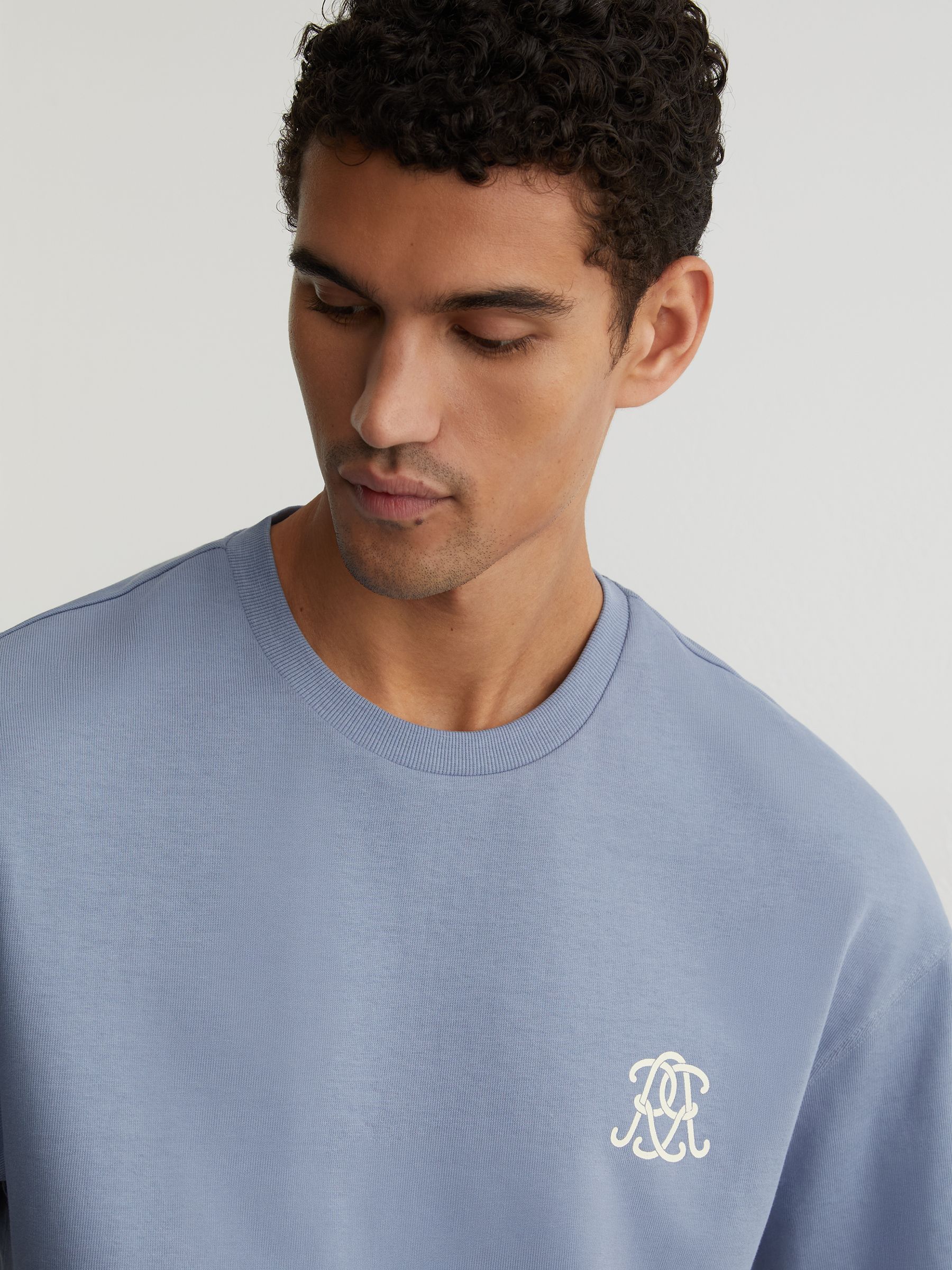 Monogram Butter Relaxed-Fit T-Shirt in Soft Blue - image 4