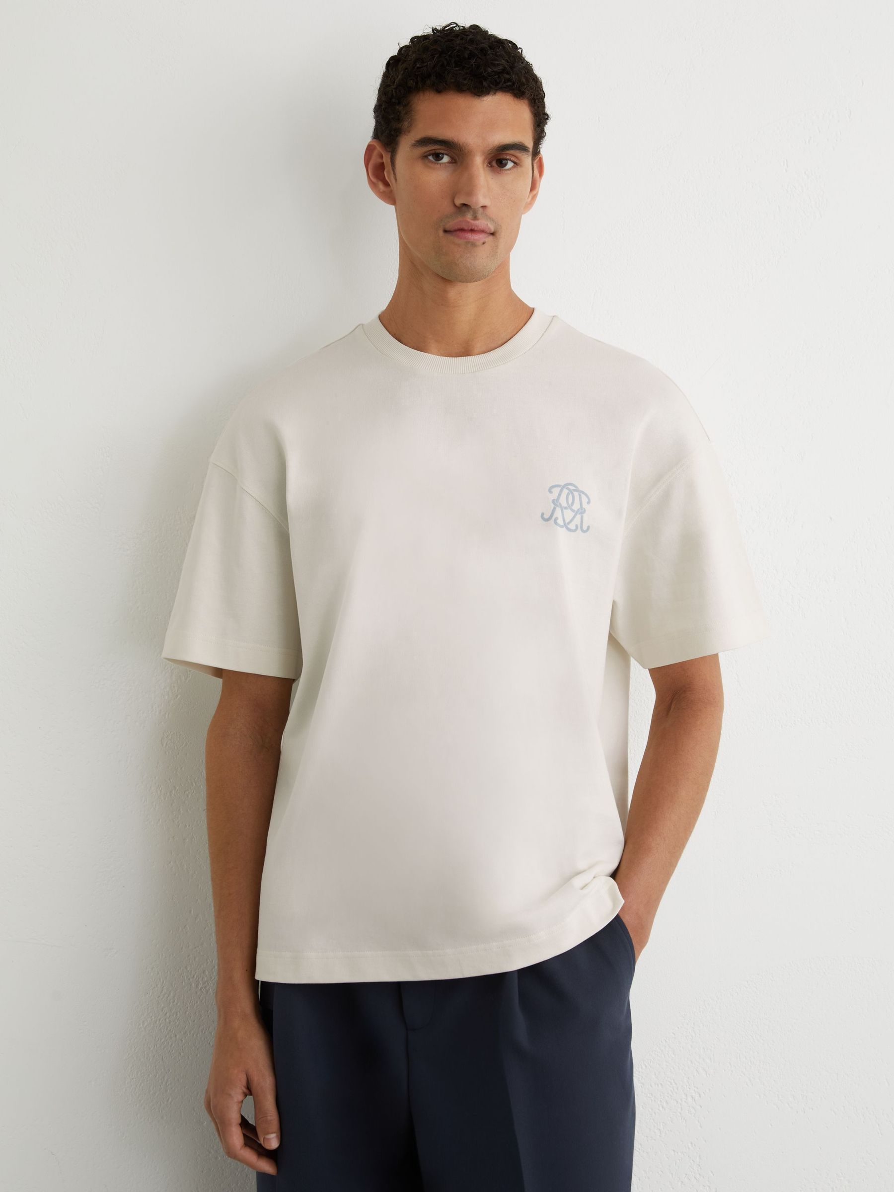 Monogram Butter Relaxed-Fit T-Shirt in White - image 4