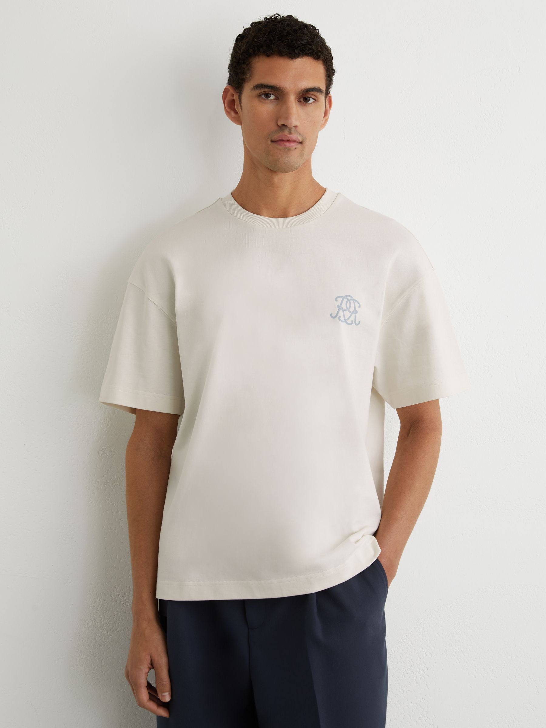 Monogram Butter Relaxed-Fit T-Shirt in White - Image 6 of 7