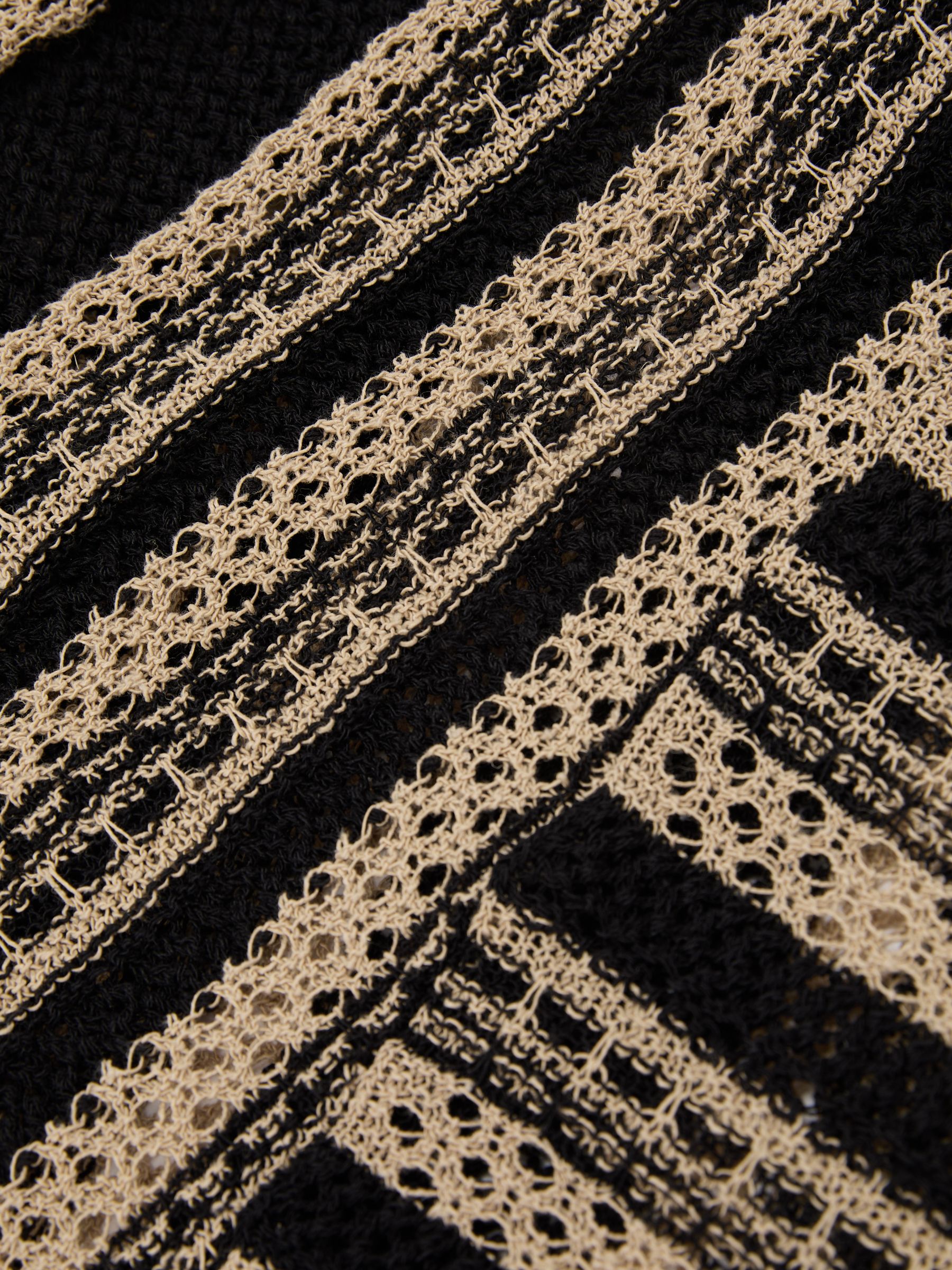 Stripe Crochet-Knit Tie-Back Maxi Dress in Black/Neutral - image 3