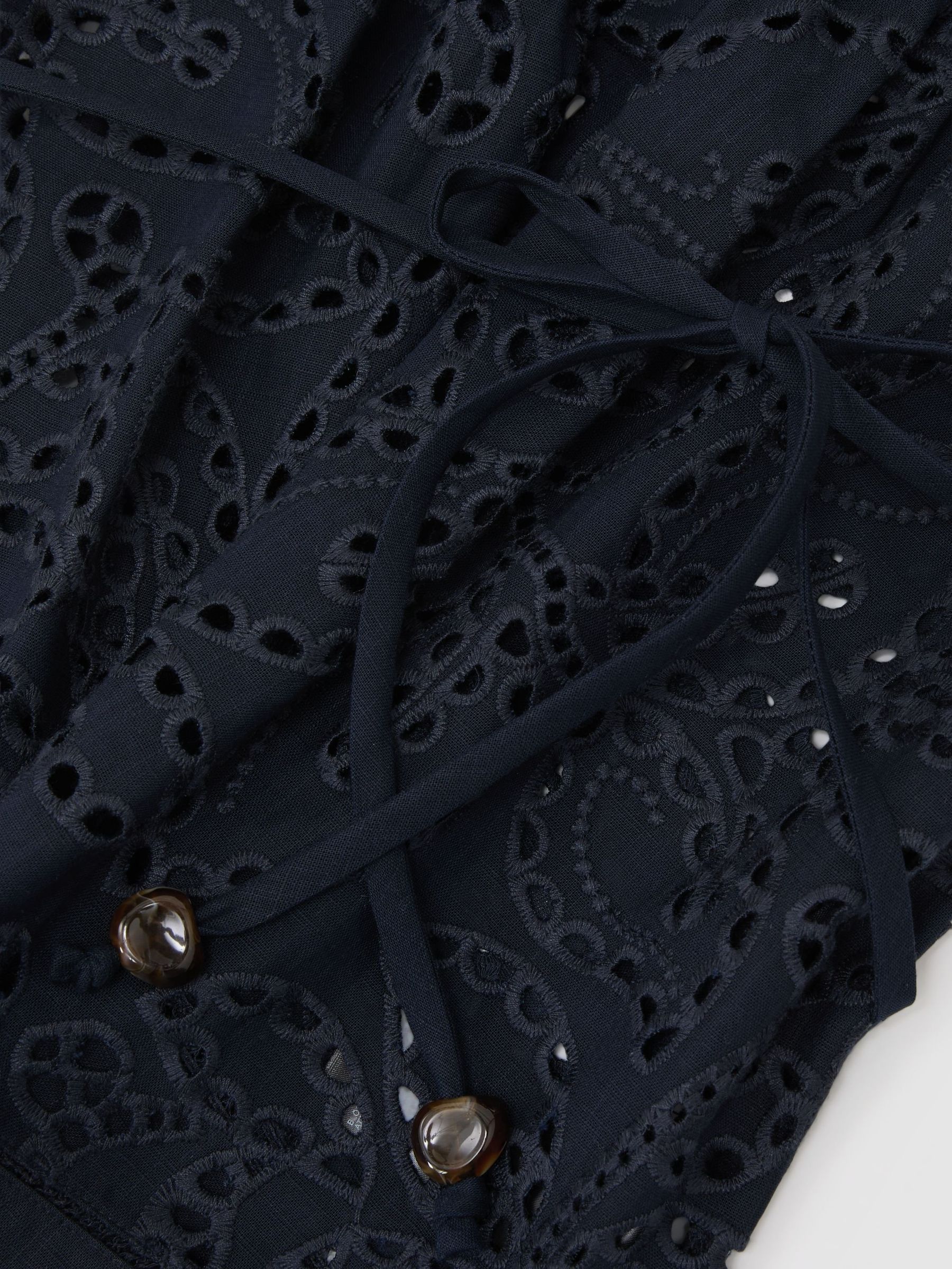 Cotton Broderie Anglaise Cami Top in Navy - Image 6 of 6