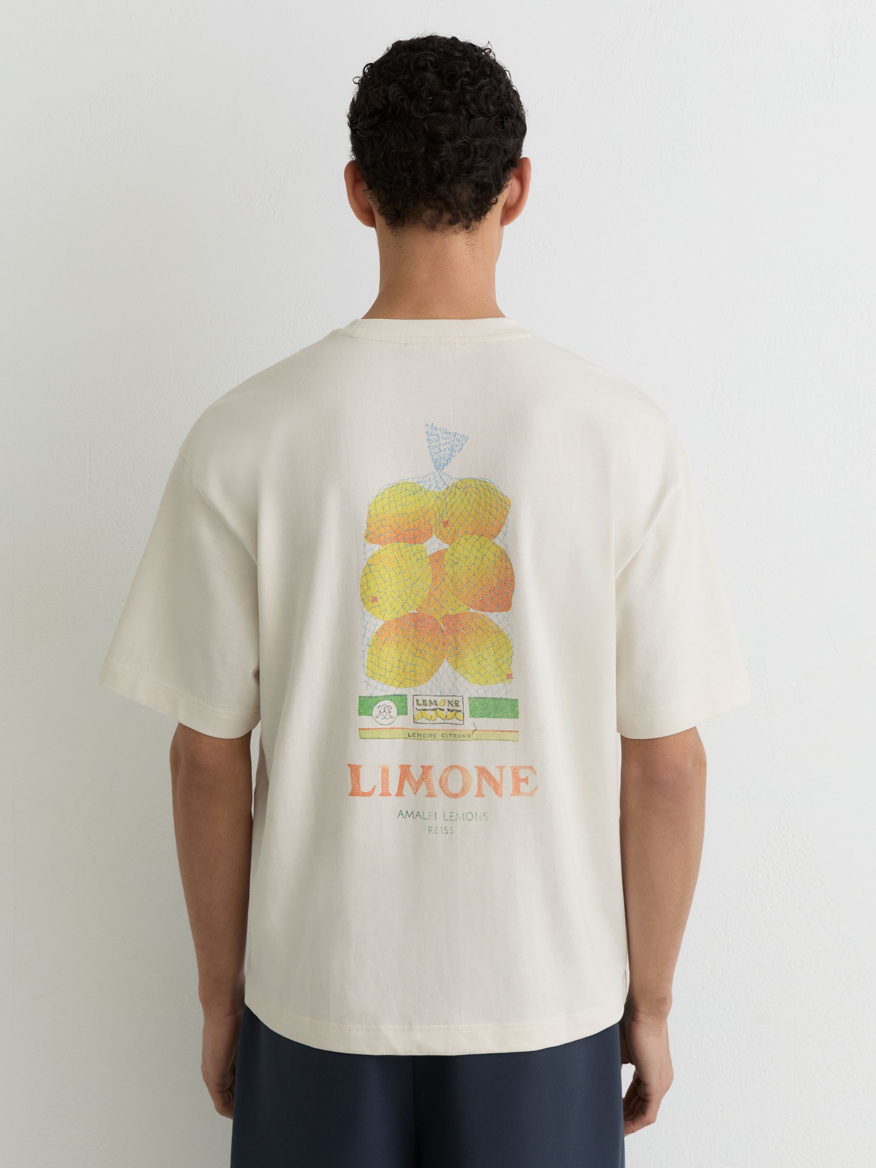 Cotton Lemon-Print Relaxed-Fit T-Shirt in White - Image 3 of 5