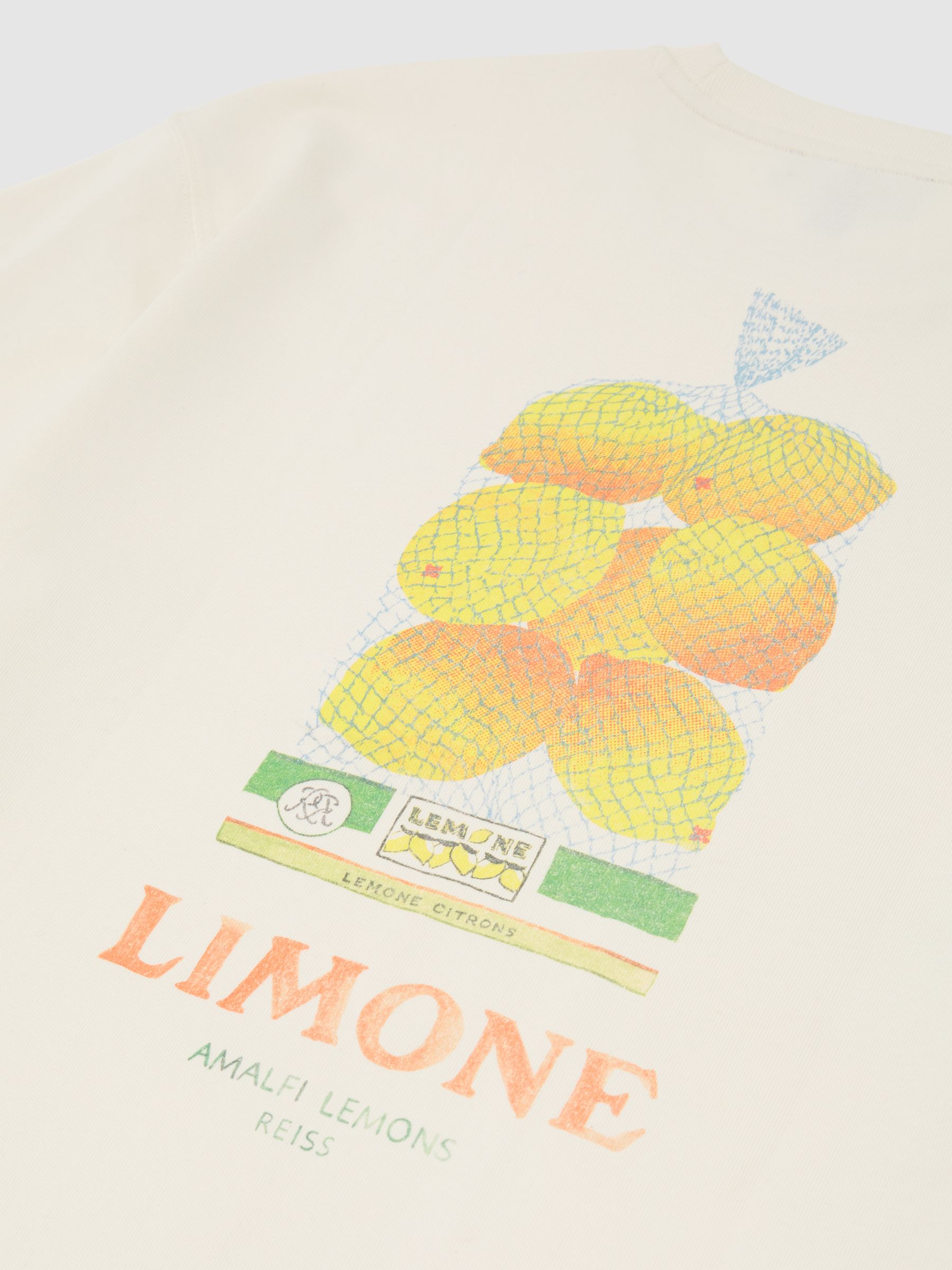 Cotton Lemon-Print Relaxed-Fit T-Shirt in White - image 3