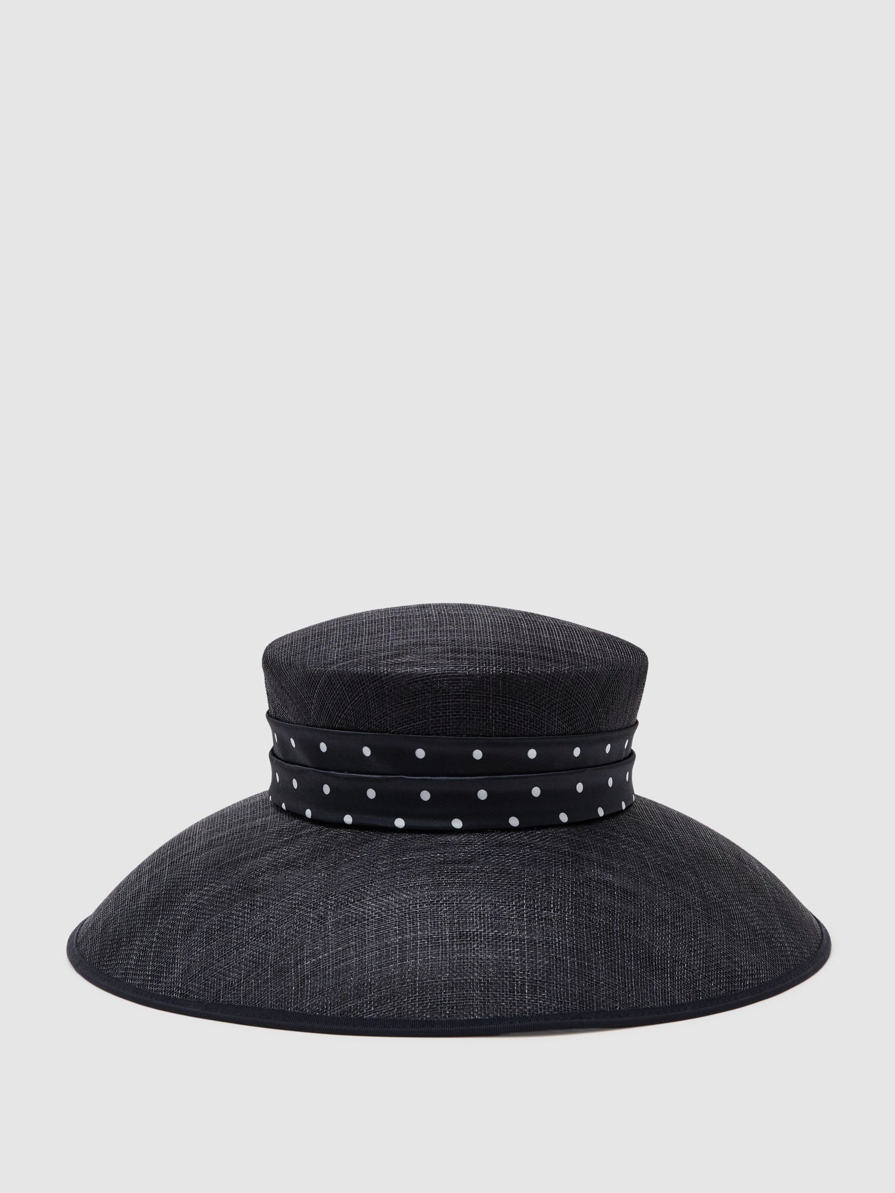 Polka Dot-Trim Occasion Hat in Navy - image 1