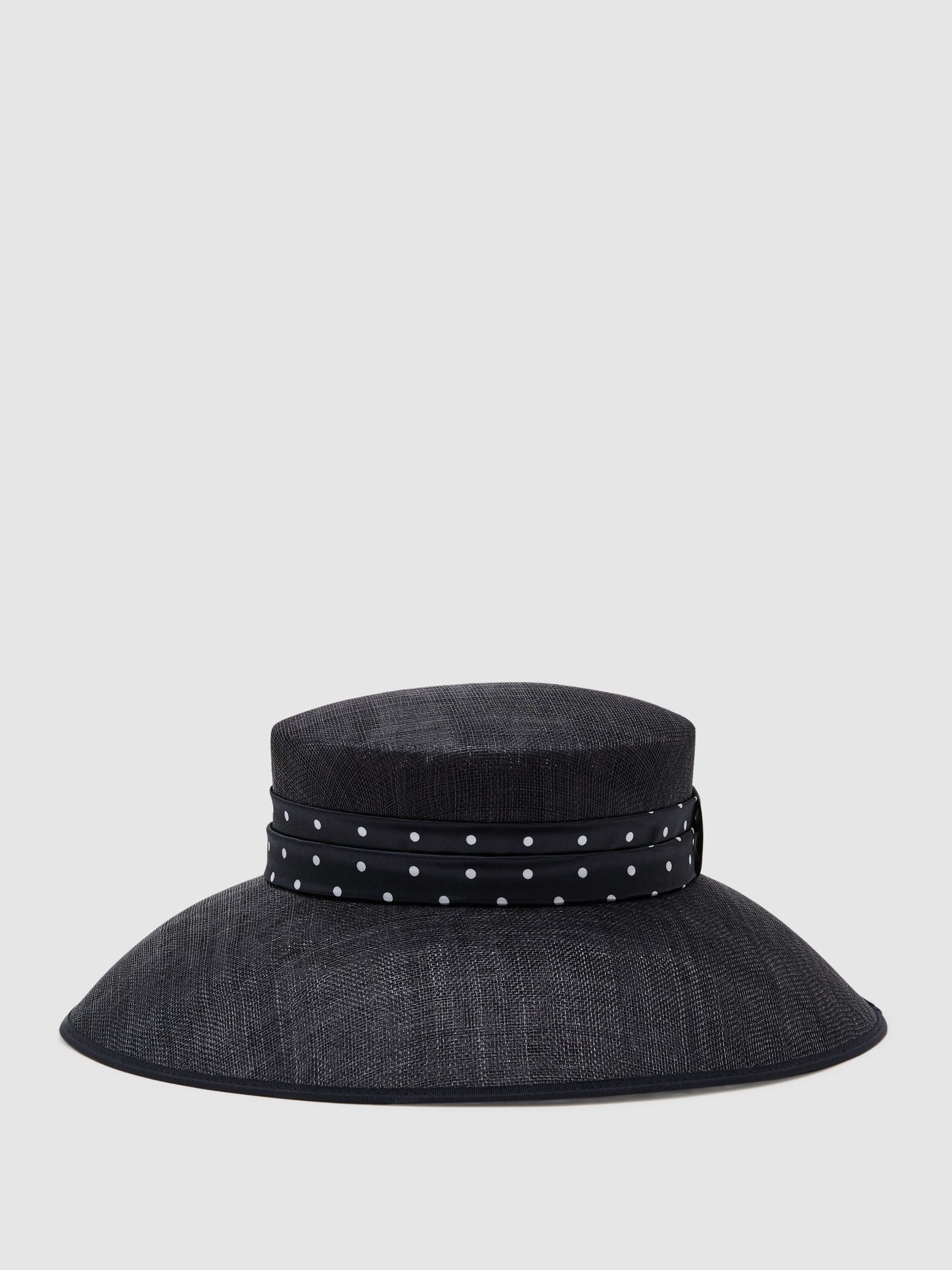 Polka Dot-Trim Occasion Hat in Navy - image 4
