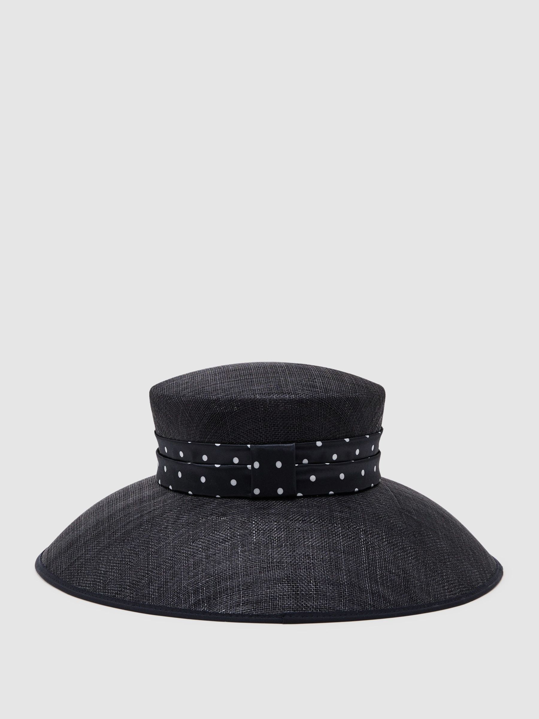 Polka Dot-Trim Occasion Hat in Navy - image 3