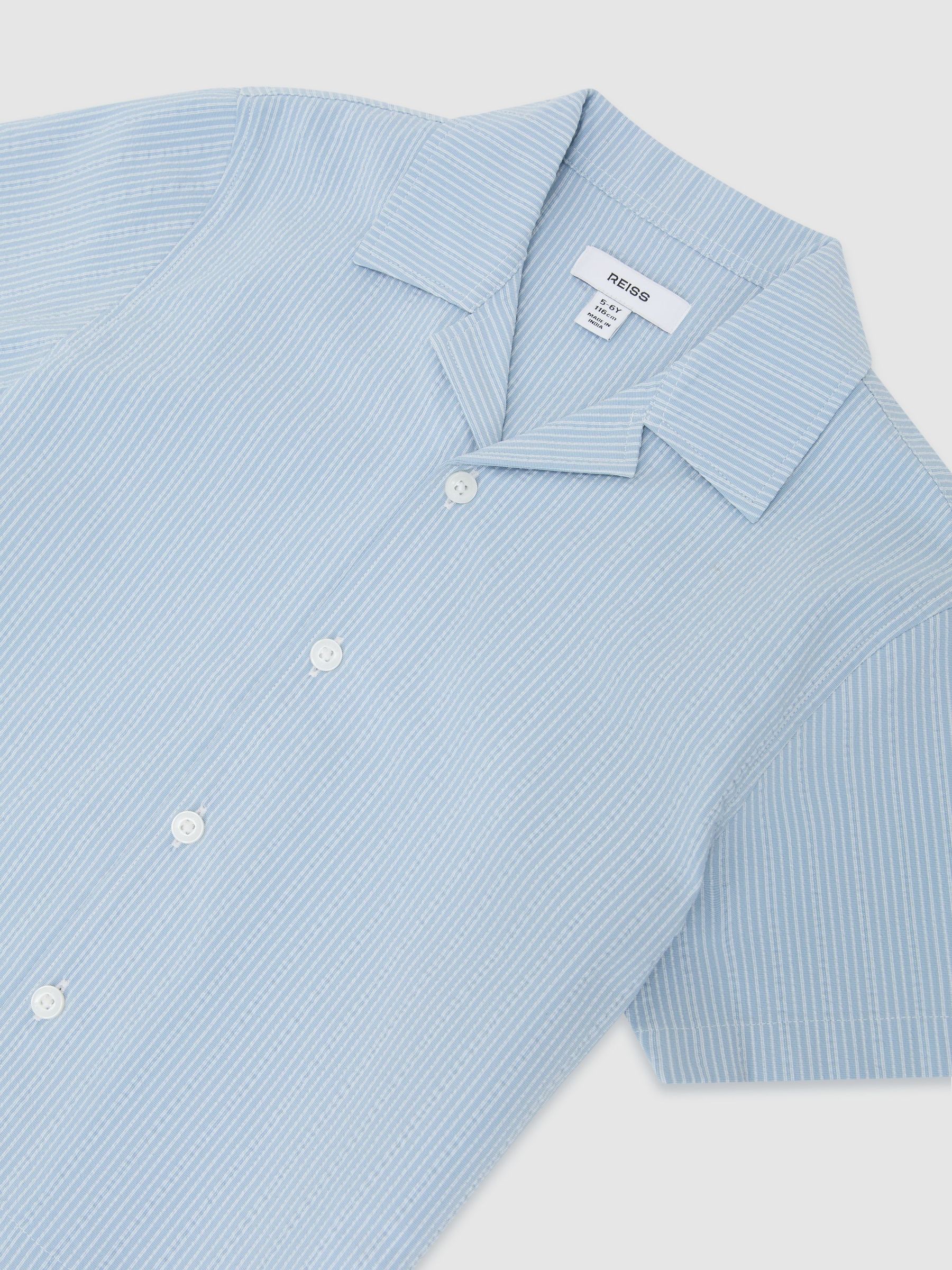 Striped Cuban-Collar Shirt in Blue - Image 1 of 3