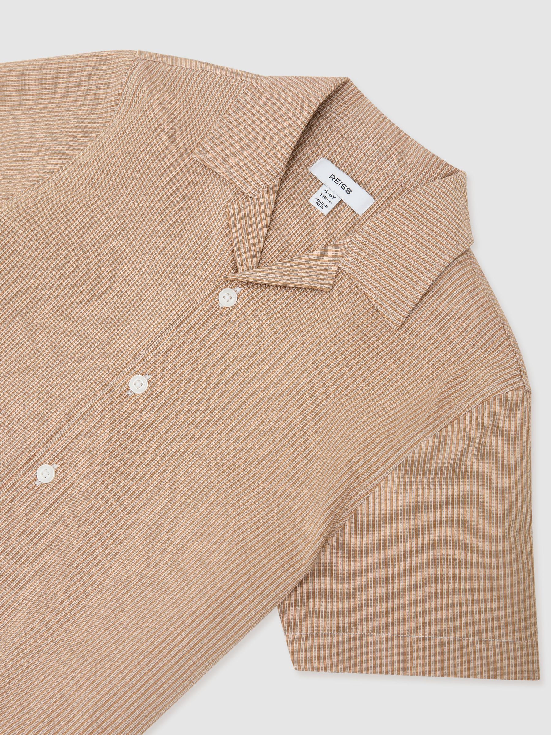 Striped Cuban-Collar Shirt in Taupe - Image 3 of 3