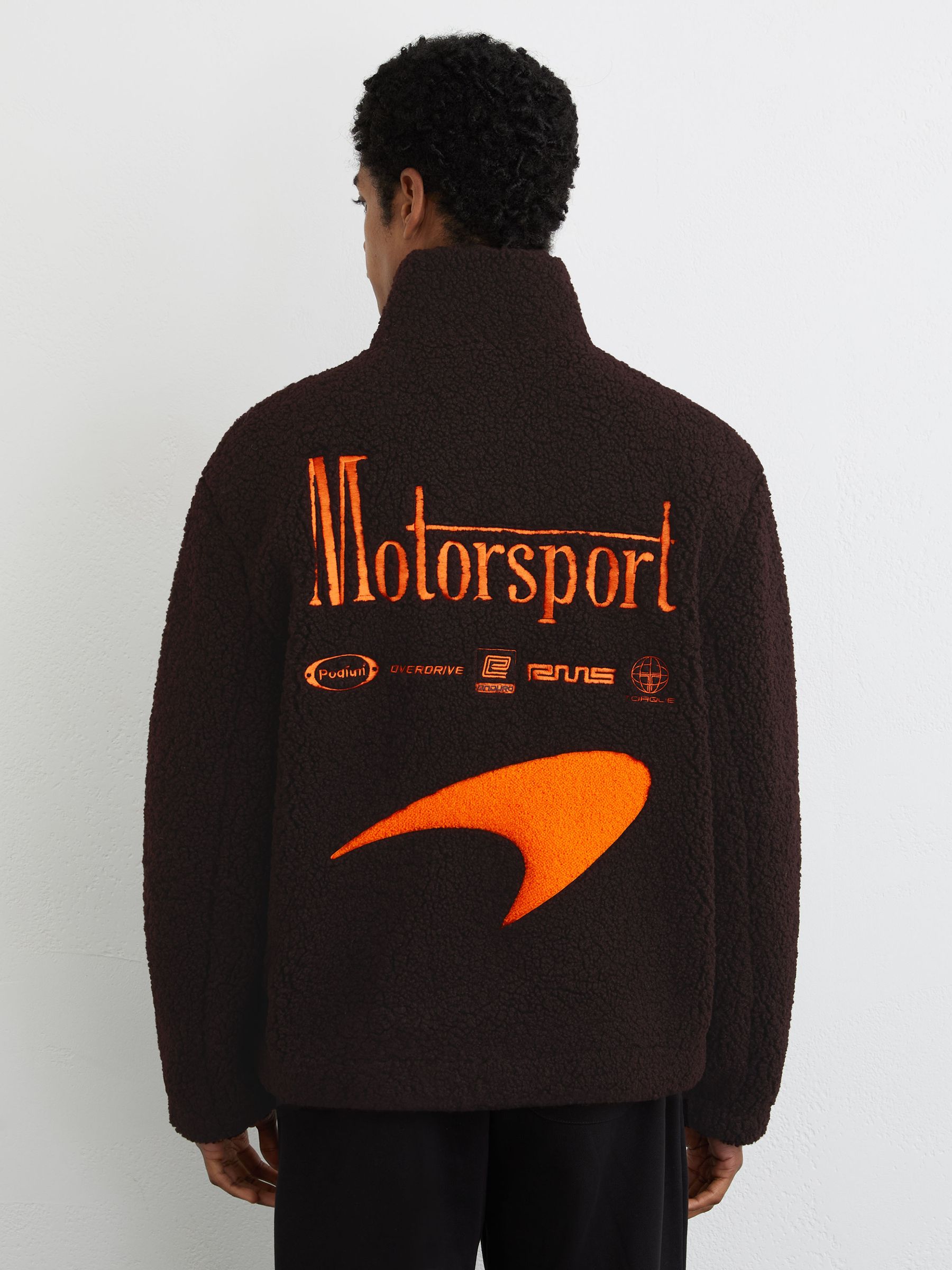 McLaren Chocolate Brown Racing Motorsport Fleece Jacket Unisex-Fit in Chocolate Brown - Image 3 of 10