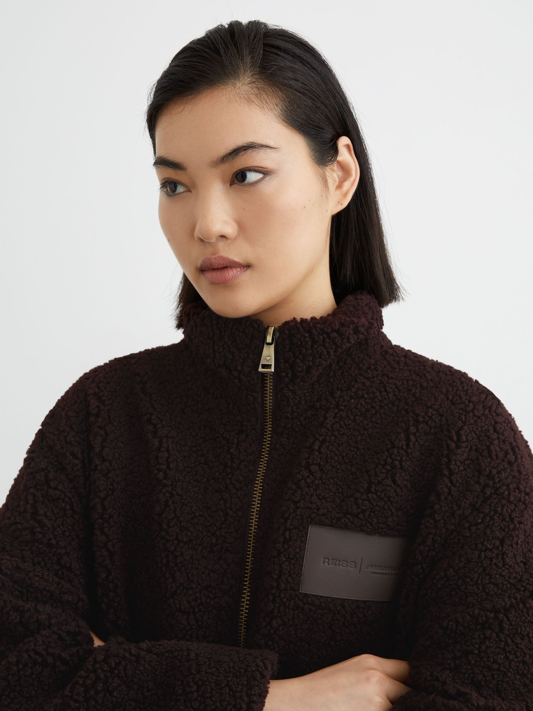 McLaren Chocolate Brown Racing Motorsport Fleece Jacket Unisex-Fit in Chocolate Brown - Image 7 of 10