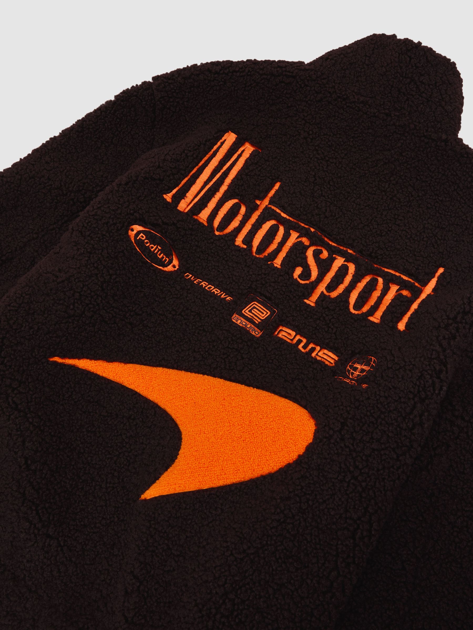 McLaren Chocolate Brown Racing Motorsport Fleece Jacket Unisex-Fit in Chocolate Brown - Image 9 of 10