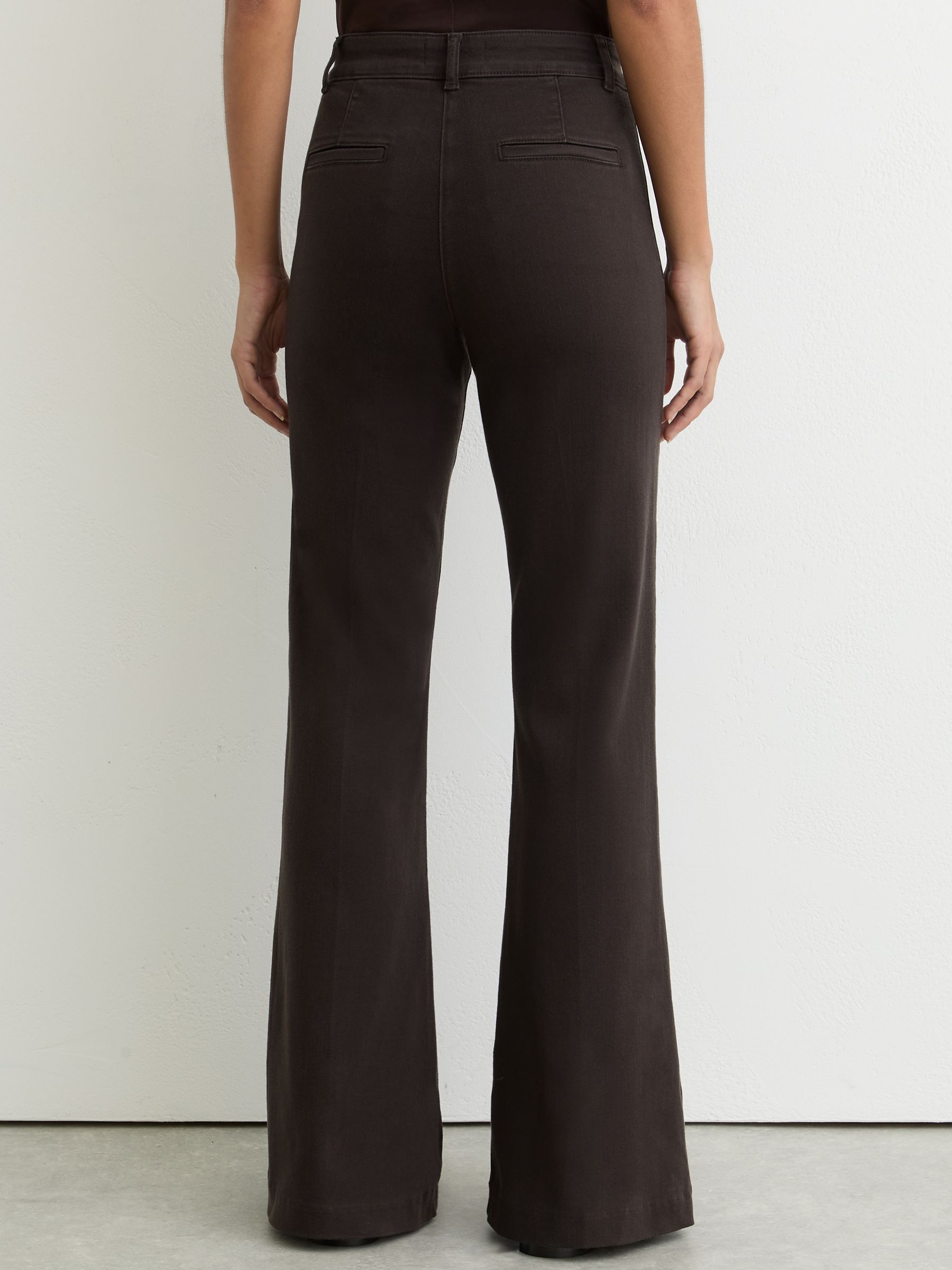 Petite Button-Detail High-Rise Flared Jeans in Chocolate Brown - image 5