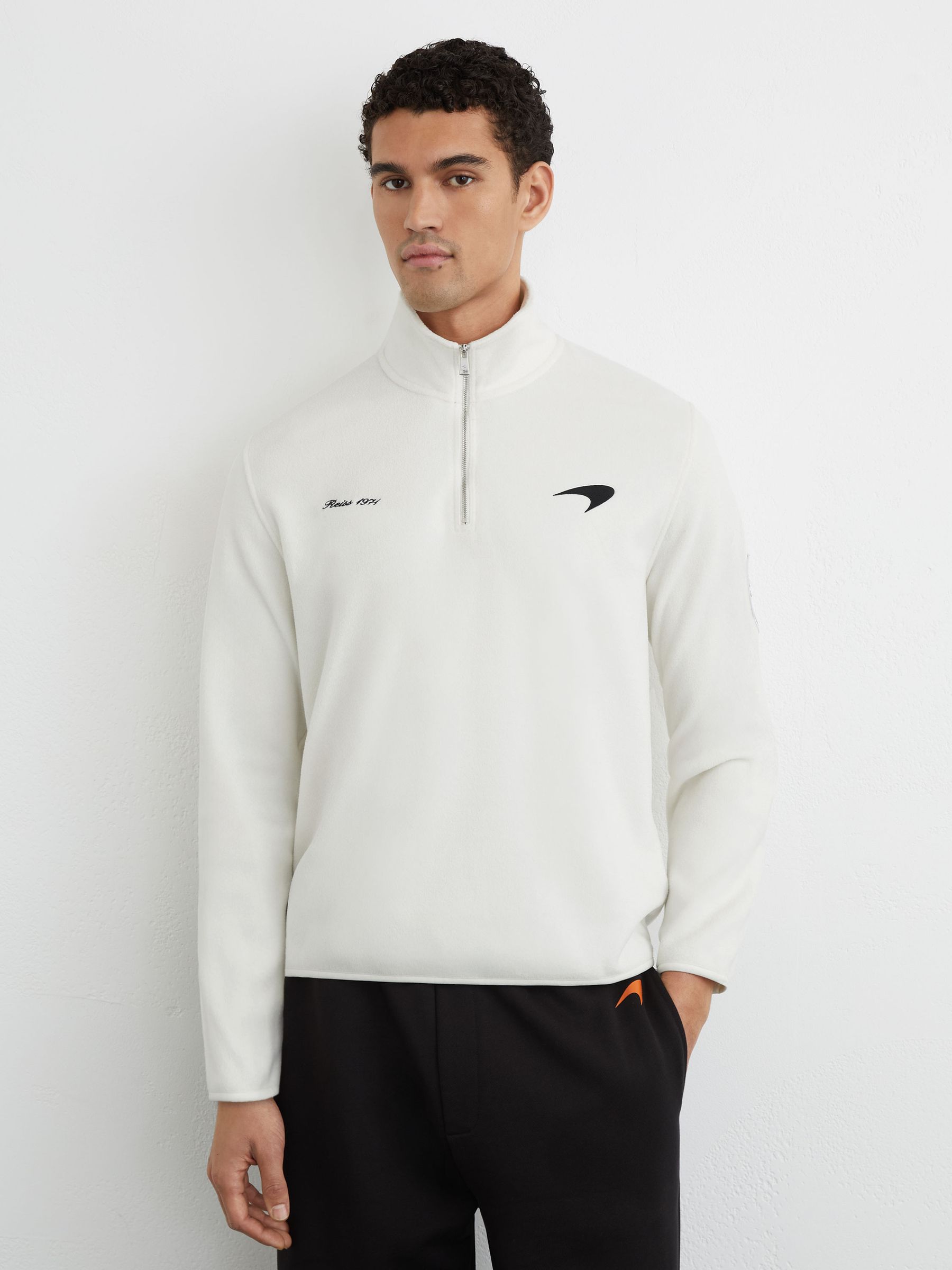 McLaren Racing Fleece Half-Zip Top Unisex-Fit in Off White - Image 1 of 6