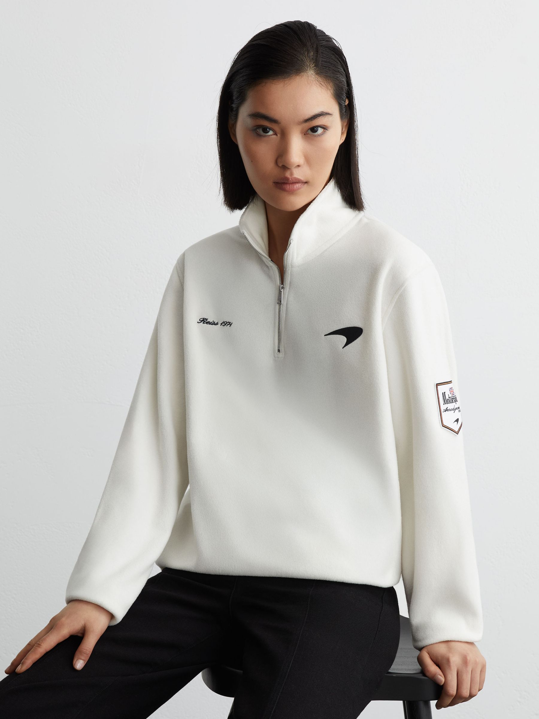 McLaren Racing Fleece Half-Zip Top Unisex-Fit in Off White - Image 4 of 6
