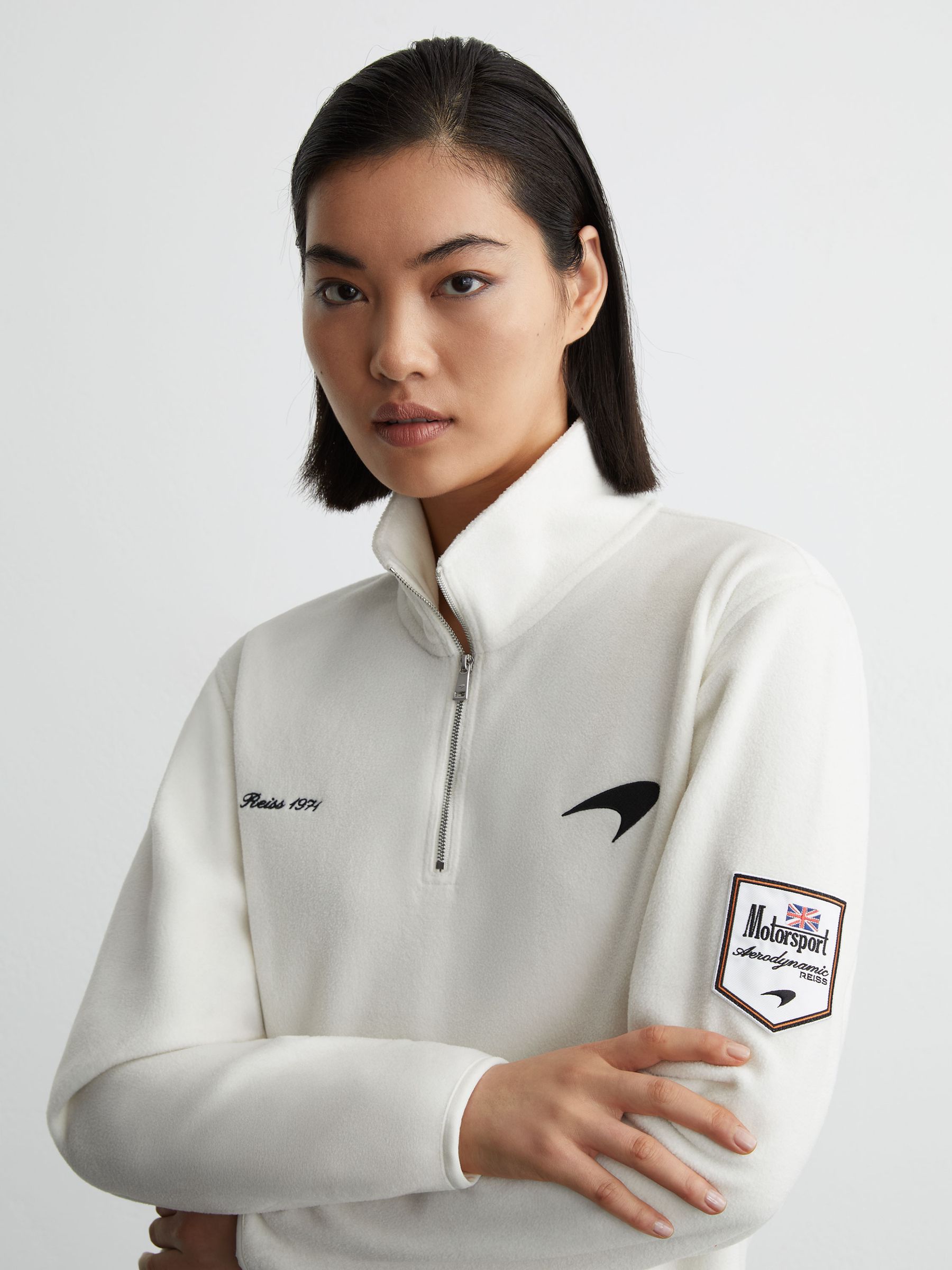 McLaren Racing Fleece Half-Zip Top Unisex-Fit in Off White - image 4