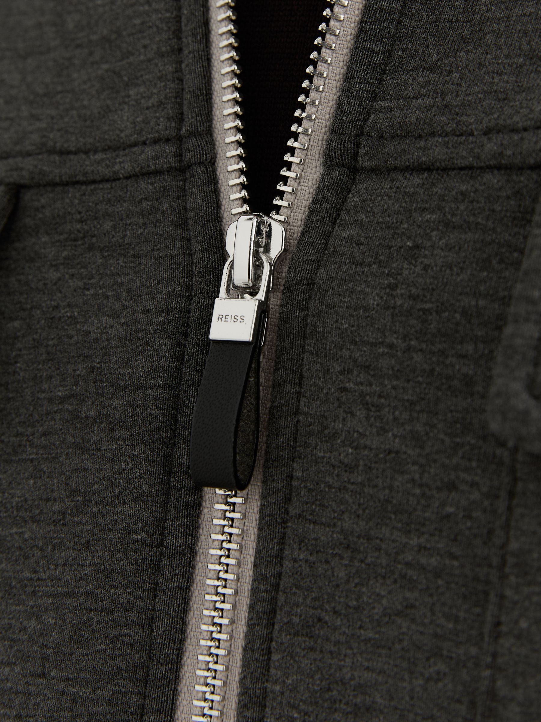 Premium Interlock Zip-Through Overshirt in Charcoal Melange - Image 5 of 8