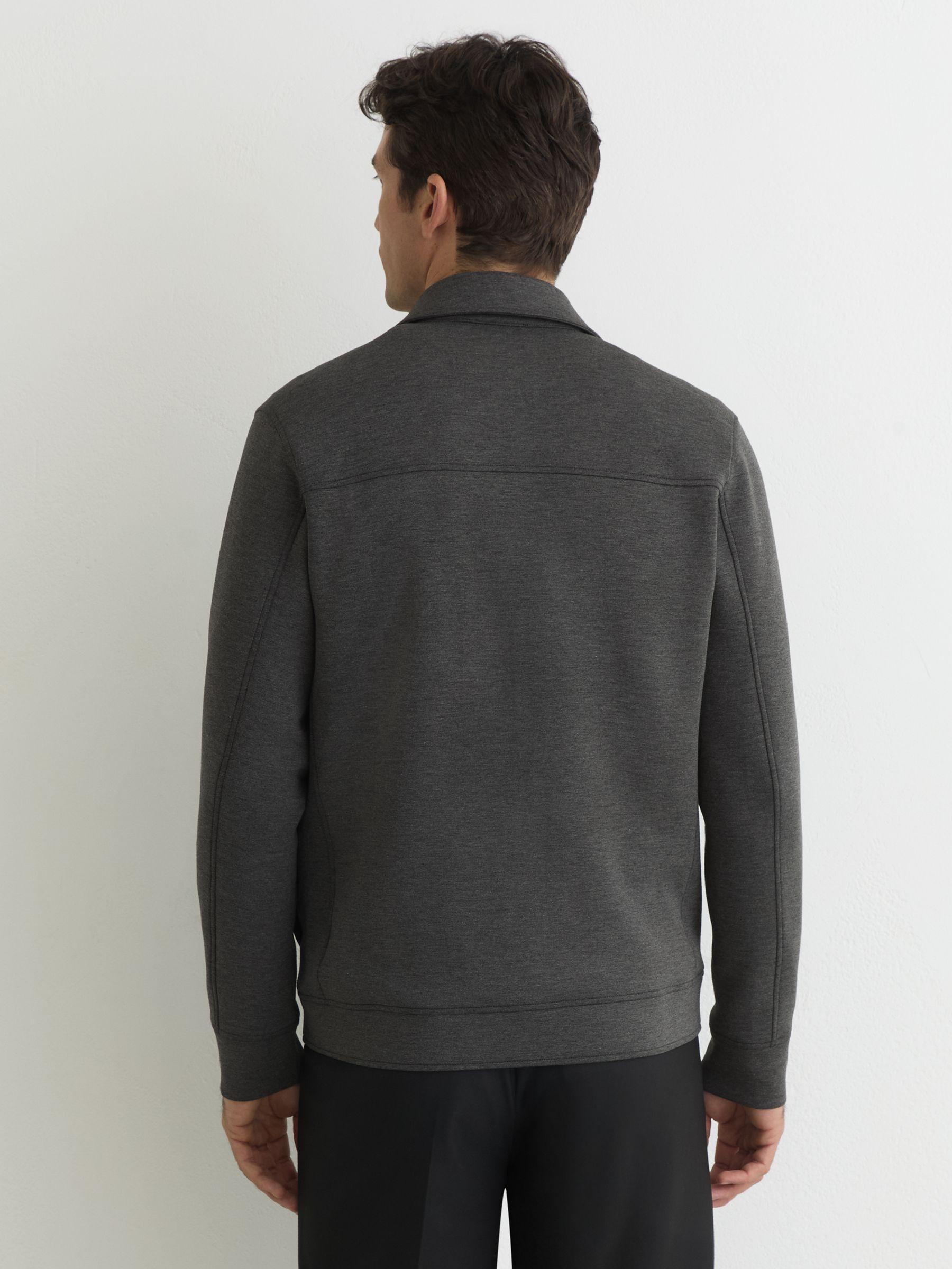 Premium Interlock Zip-Through Overshirt in Charcoal Melange - image 4