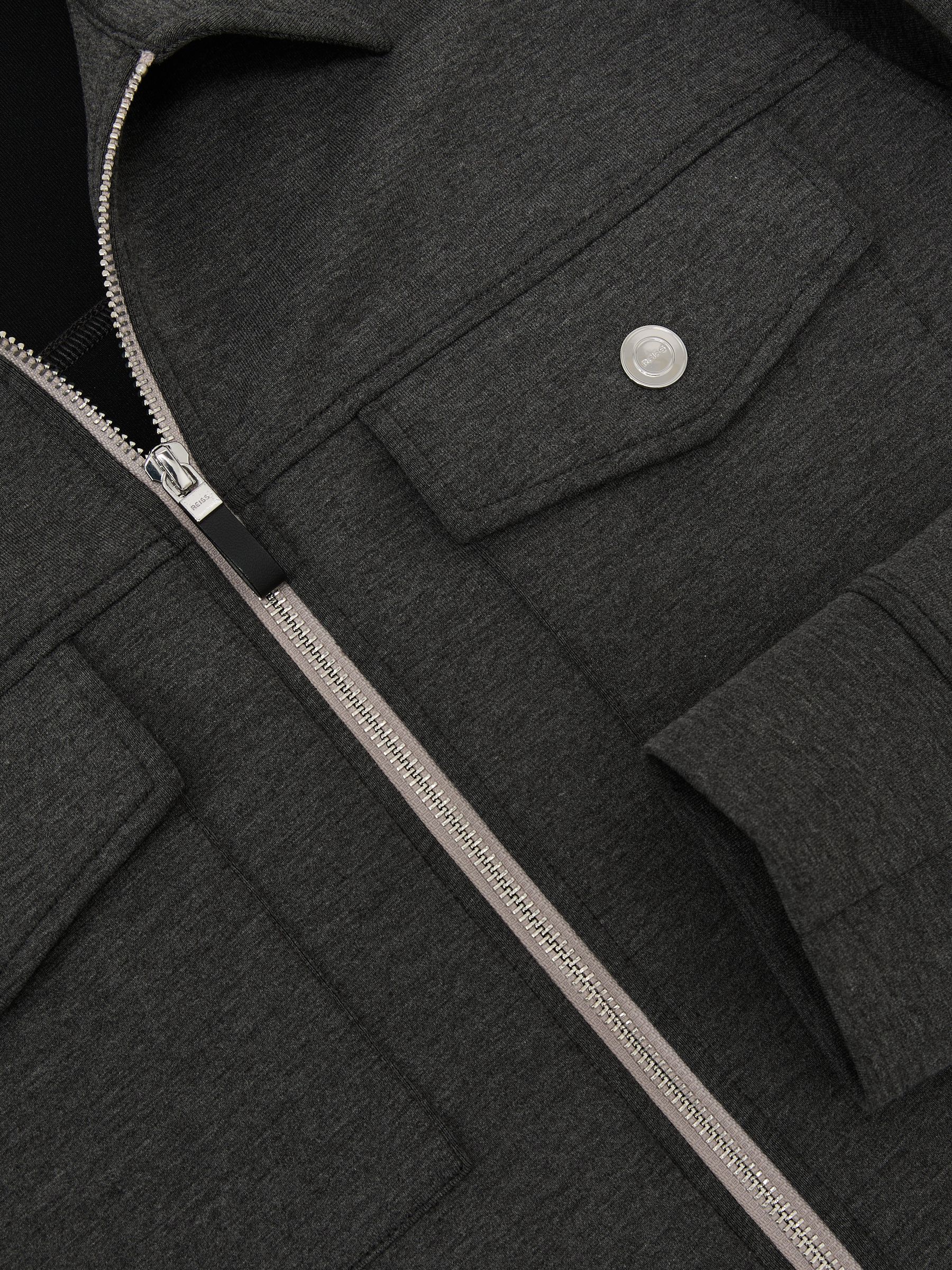 Premium Interlock Zip-Through Overshirt in Charcoal Melange - Image 8 of 8
