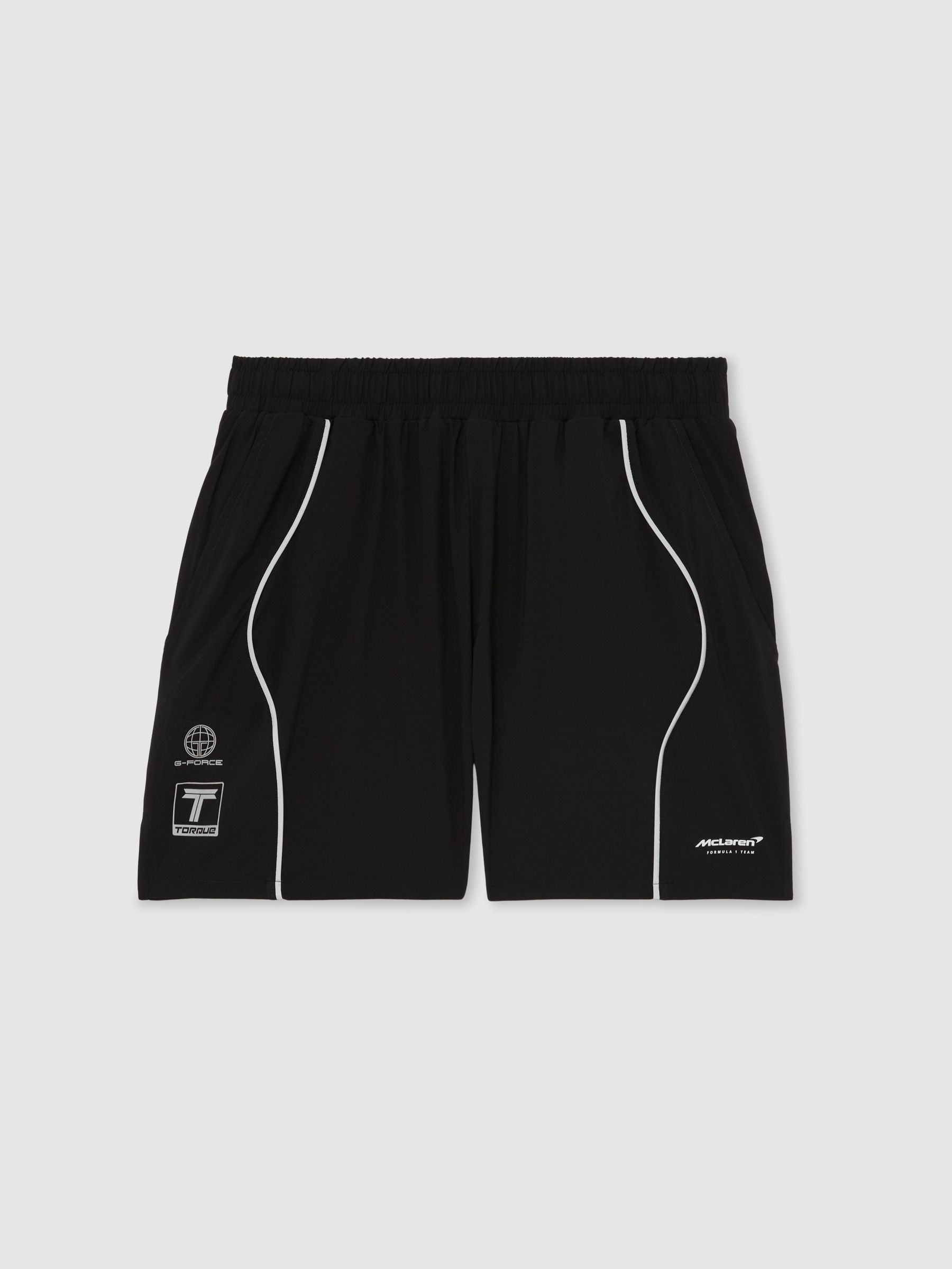 McLaren Racing Piped Track Shorts in Black - Image 2 of 7