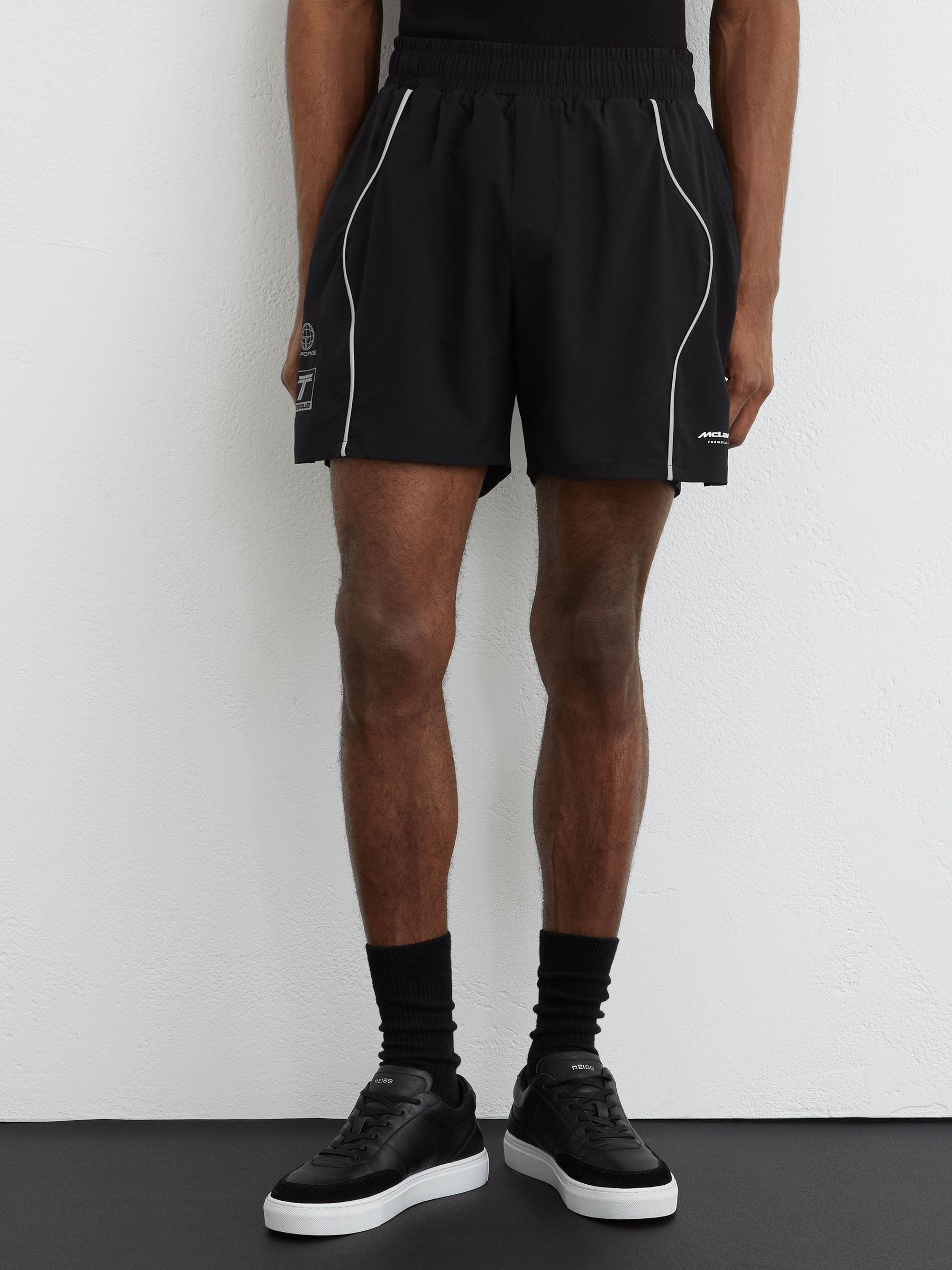 Reiss McLaren Racing Piped Track Shorts in Black | REISS