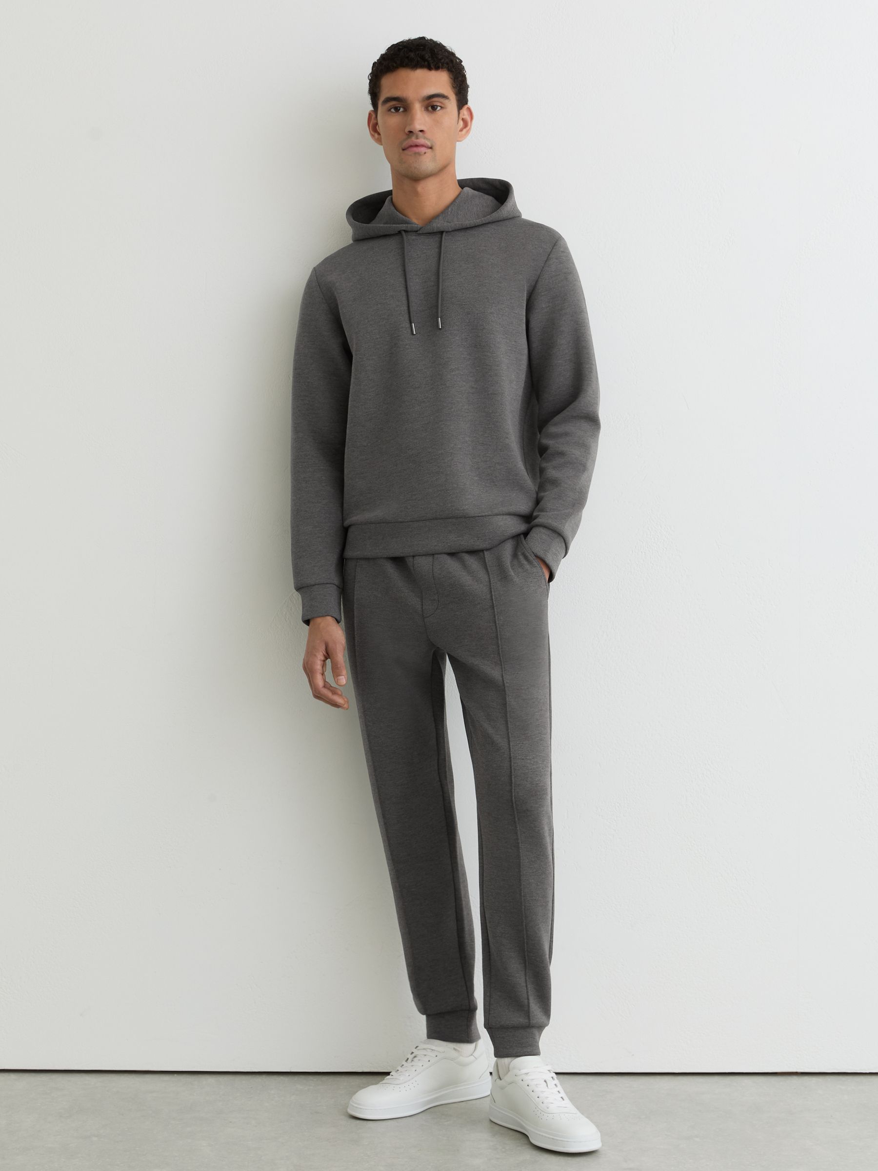 Premium Interlock-Jersey Hoodie in Charcoal Melange - Image 3 of 6