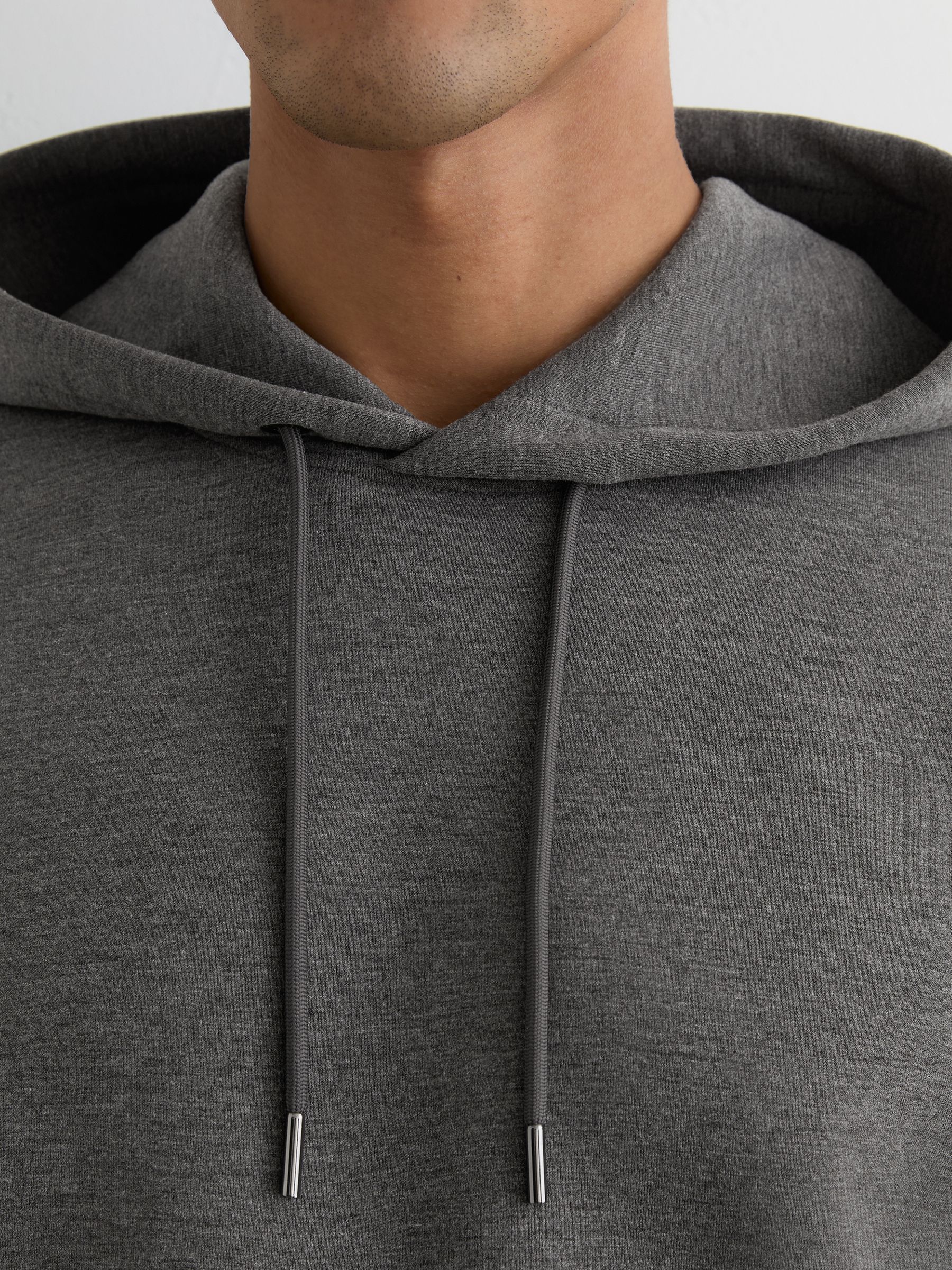 Premium Interlock-Jersey Hoodie in Charcoal Melange - Image 4 of 6