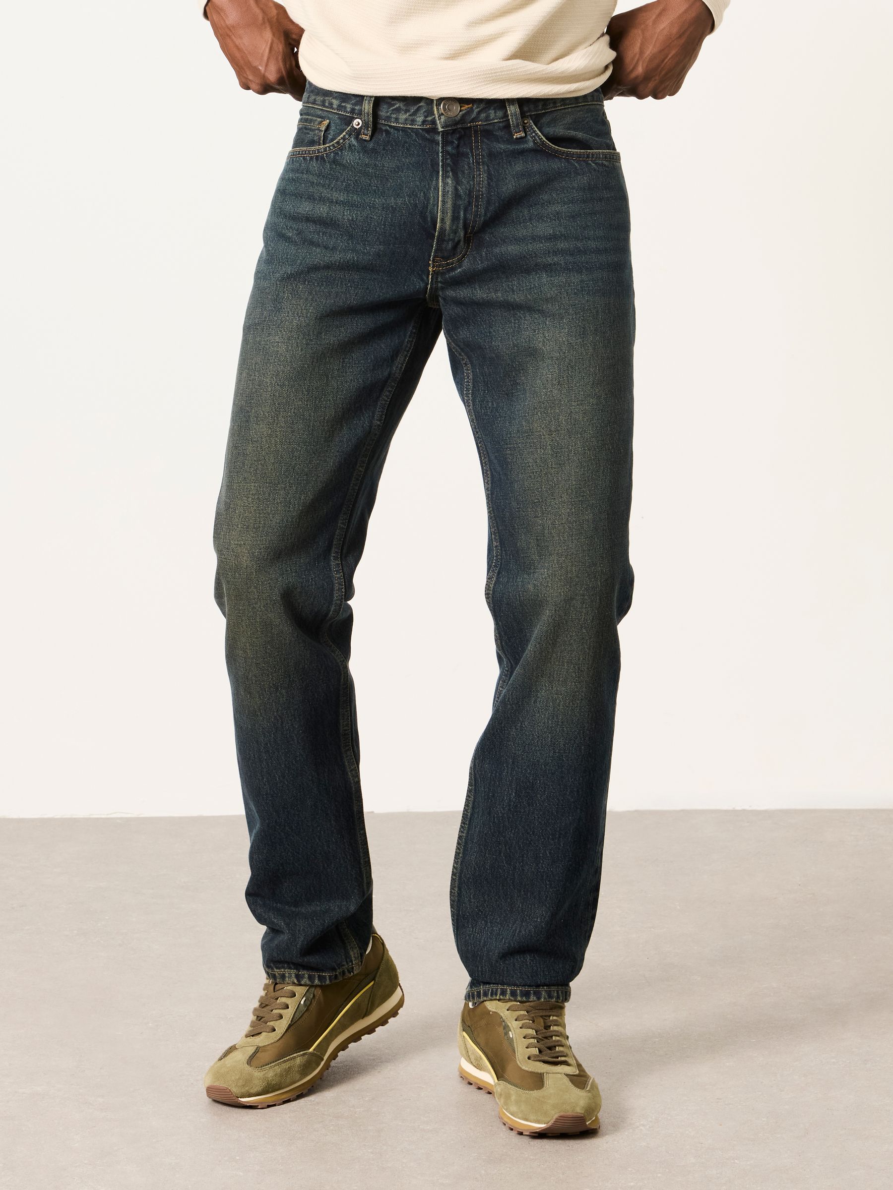 Dark Blue Straight Fit Jeans - Image 1 of 6