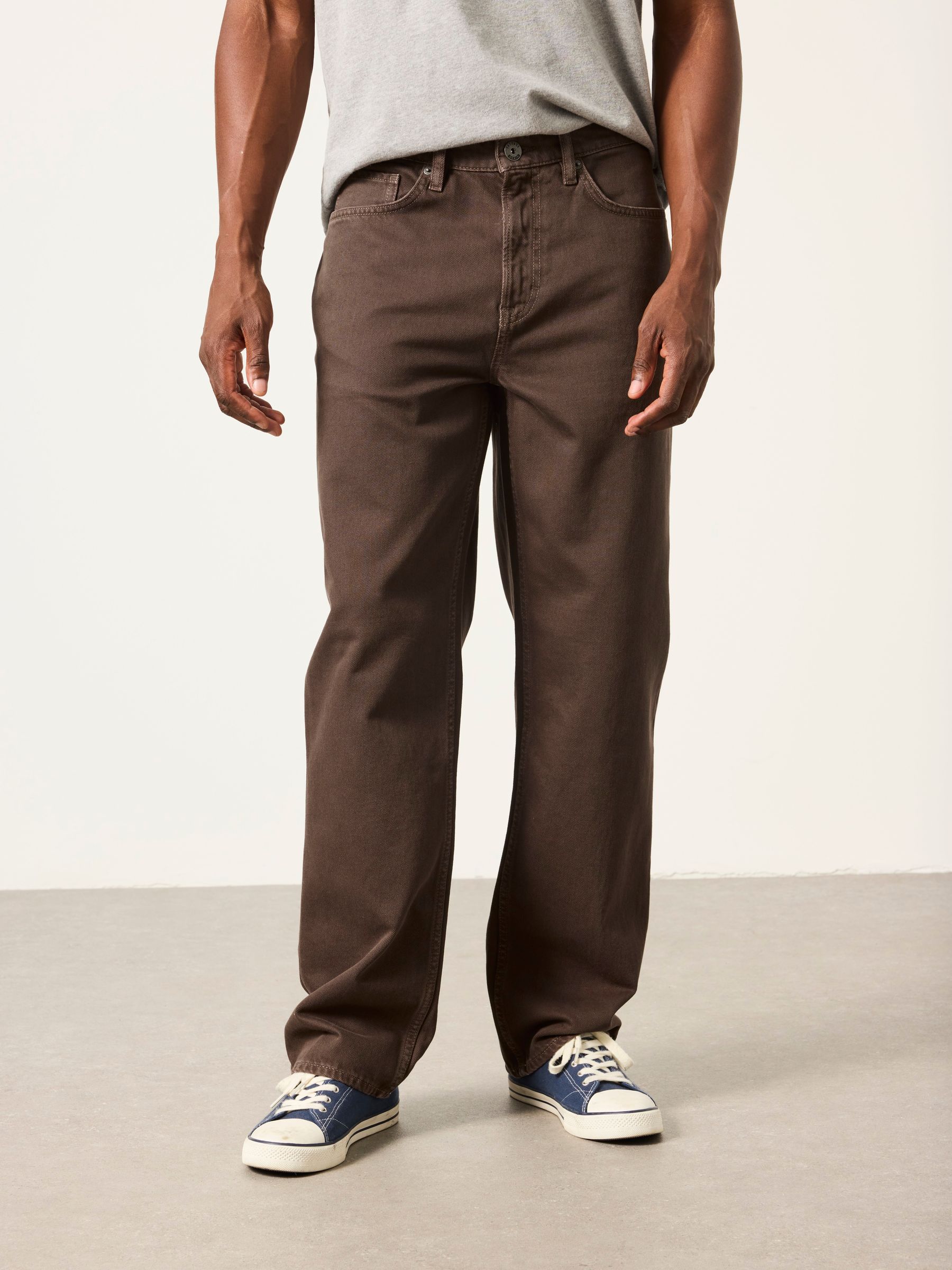 Chocolate Brown Relaxed Straight Fit Jeans - Image 1 of 6