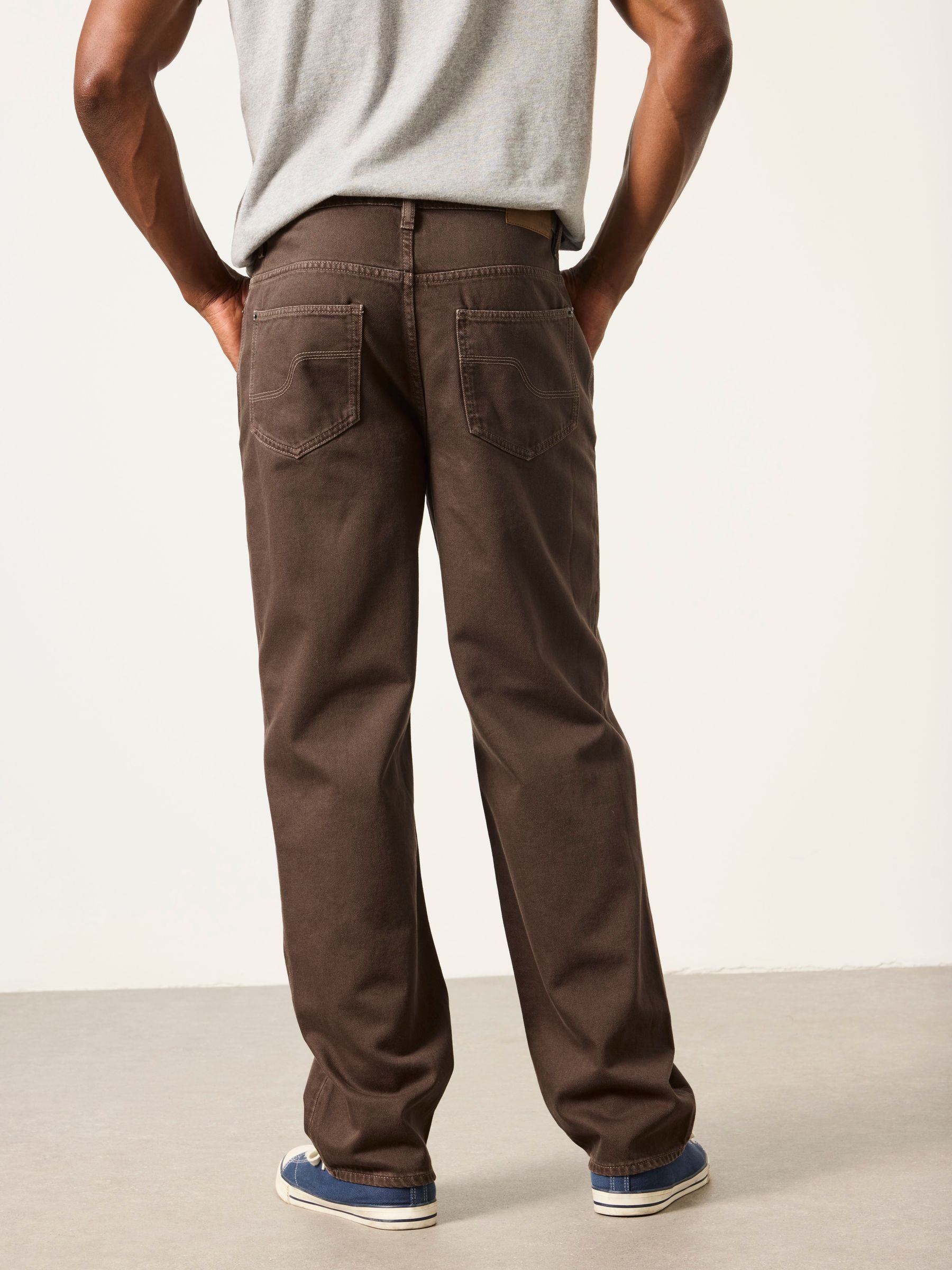 Chocolate Brown Relaxed Straight Fit Jeans - Image 2 of 6 Chocolate Brown Relaxed Straight Fit Jeans - Image 2 of 6