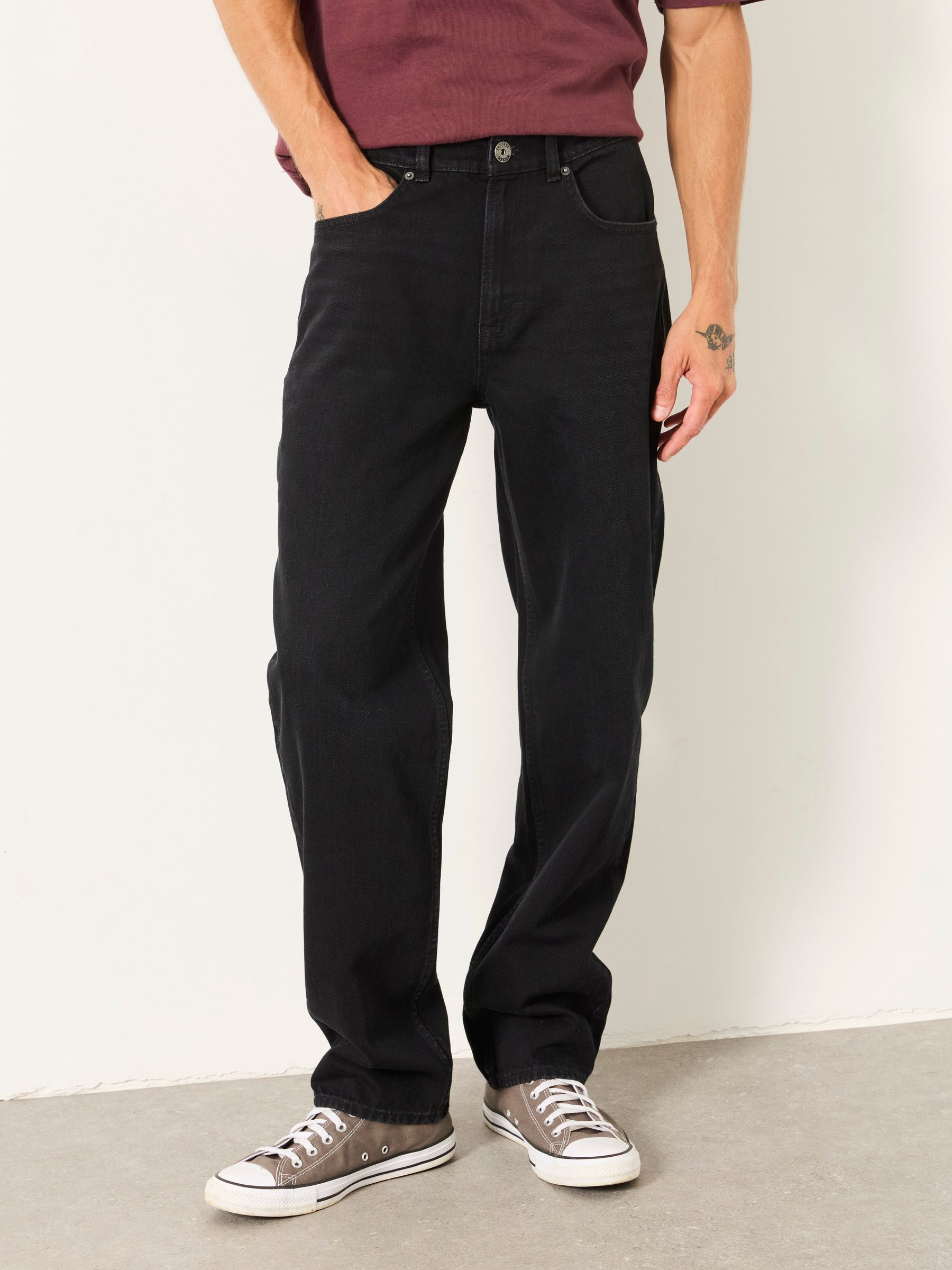 Black Tapered Fit Jeans - Image 1 of 5 Black Tapered Fit Jeans - Image 1 of 5