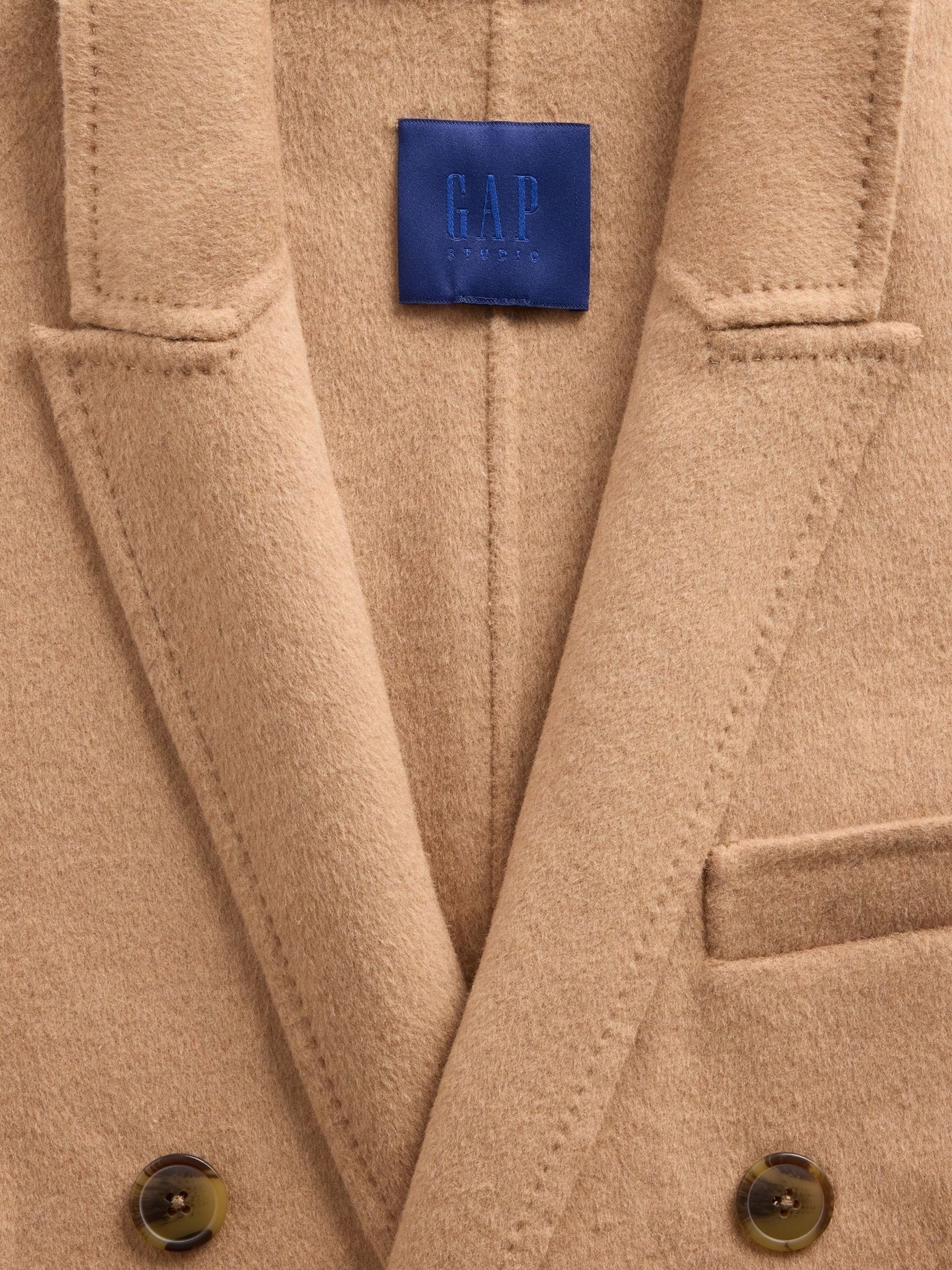GapStudio Brown Wool-Blend Double-Breasted Coat - Image 5 of 6