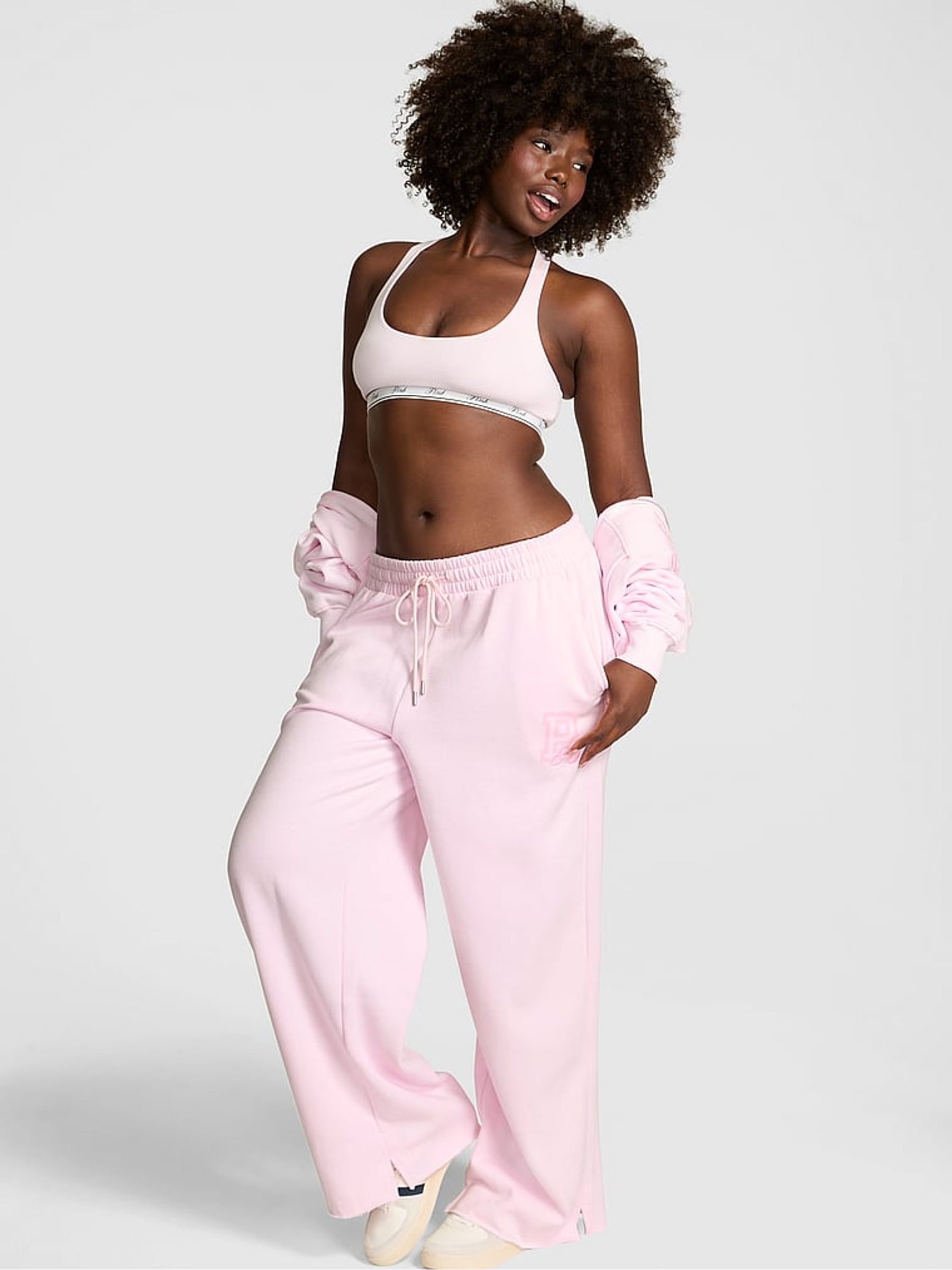 Pink Tulip Logo Wide Leg Fleece Joggers - Image 2 of 3