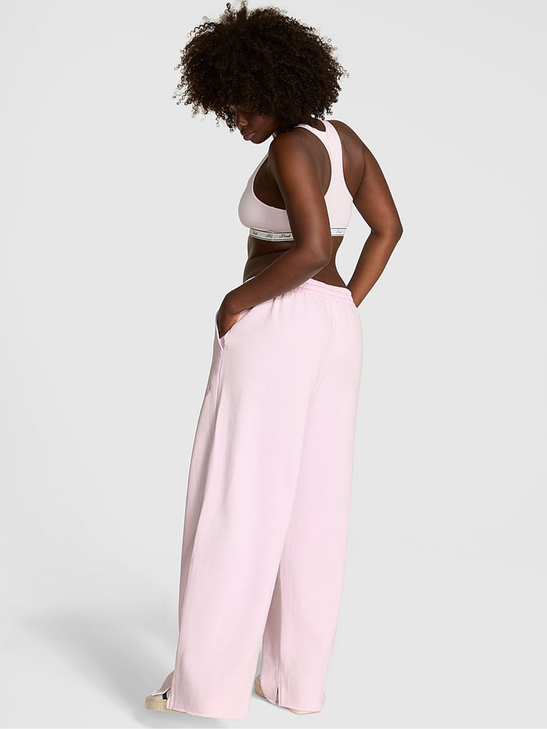 Pink Tulip Logo Wide Leg Fleece Joggers - Image 3 of 3
